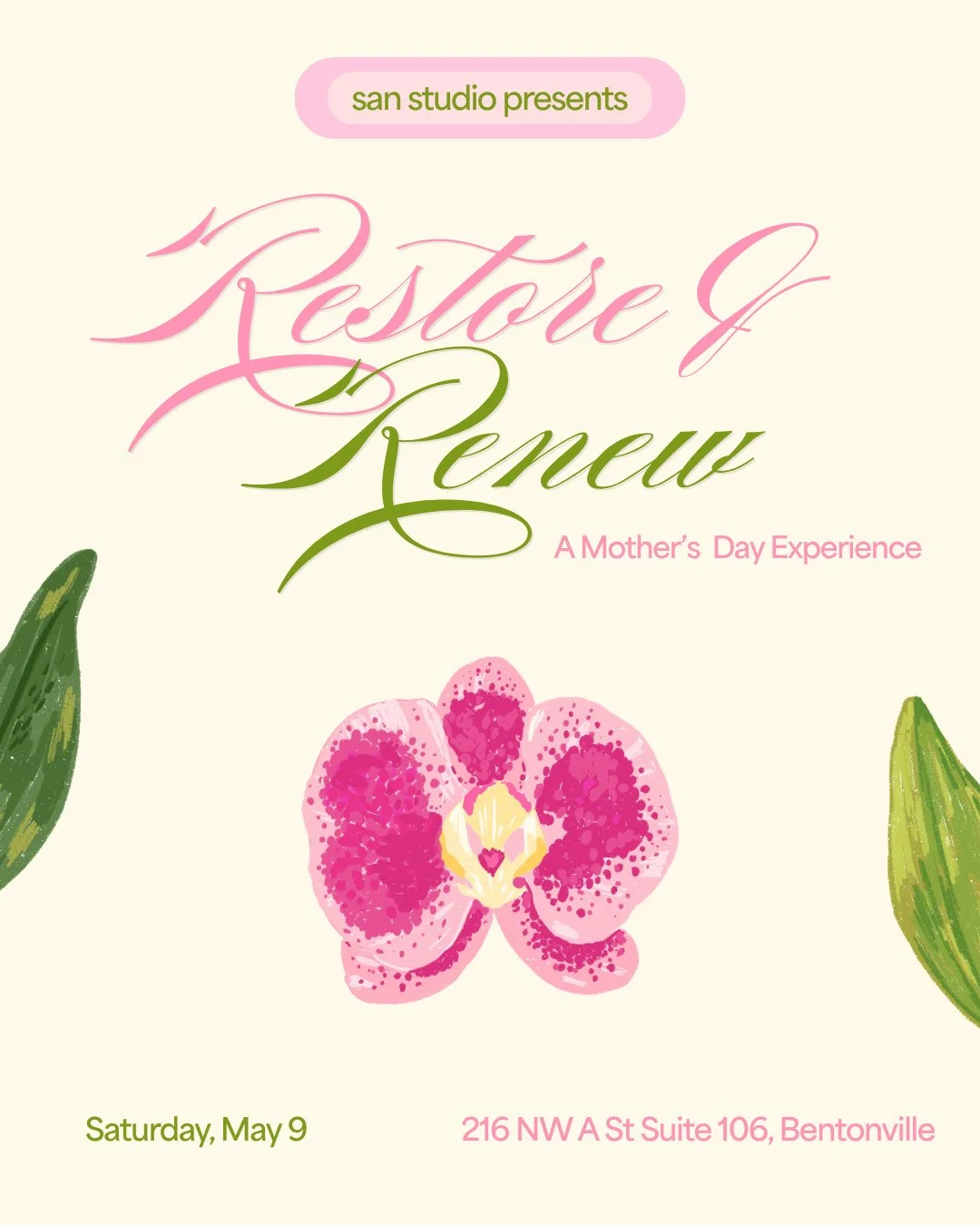 san studio is excited to present ✦ Mother&rsquo;s Day: Restore &amp; Renew ⁠
⁠
An experience centered around strength, recovery, and intentional self-care. Each ticket includes a 60-minute strength class led by Brittany A, followed by a post-class co