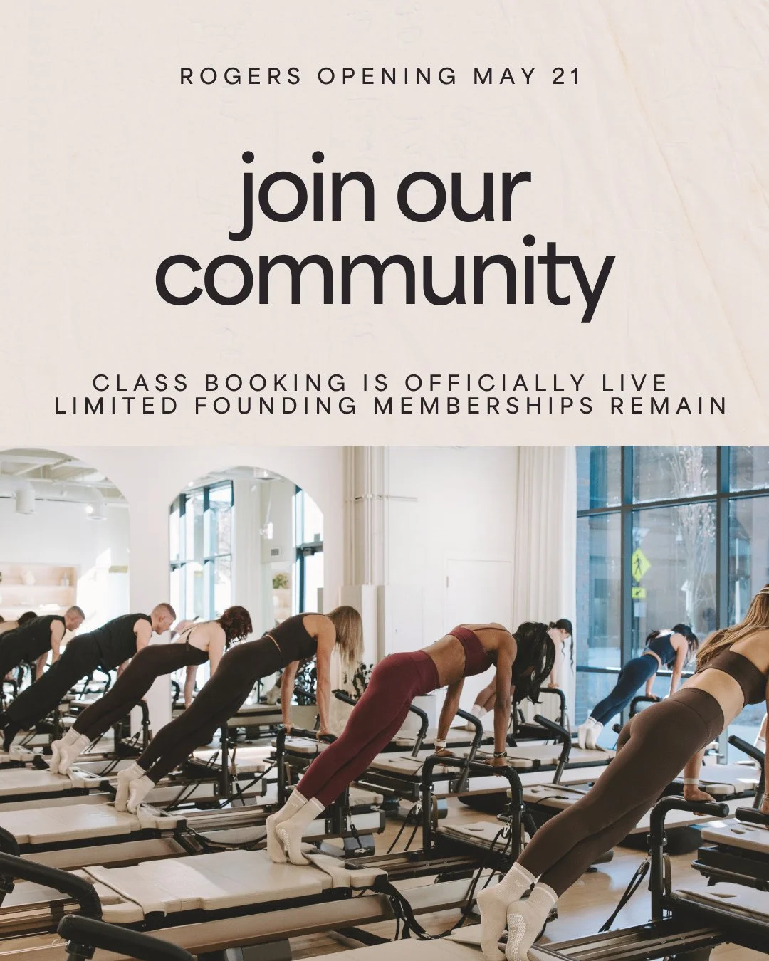 Rogers officially opens on May 21, and class booking is now live!⁠
⁠
A limited number of Founding Memberships are still available before the opening rates close. Explore the schedule, secure your membership, and join us for the beginning of san roger