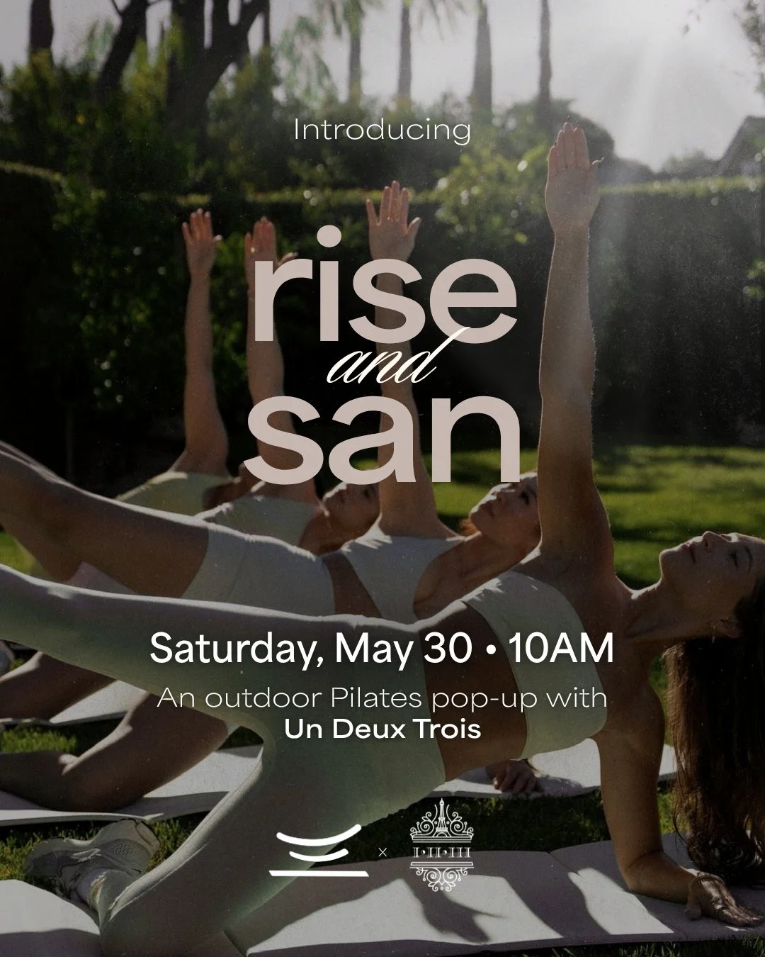 Join us Saturday, May 30, for a special outdoor mat Pilates experience with san studio x Un Deux Trois Caf&eacute; 🤍⁠
⁠
Led by Principal Instructor Brittany Ransom, this 60-minute class will move through breath-led strength, deep core engagement, an