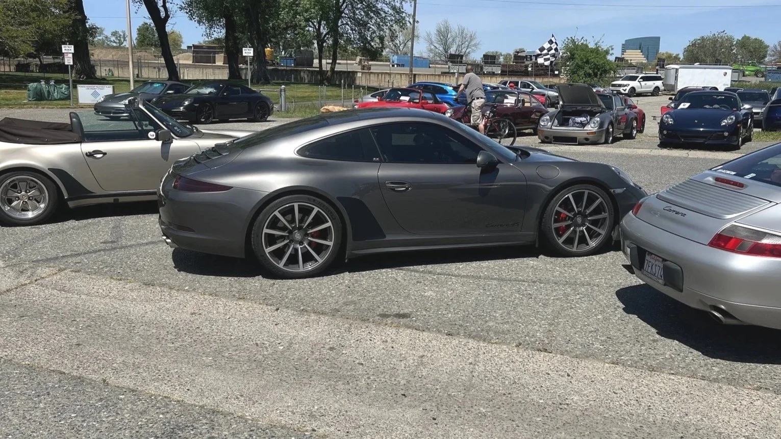 Agathe-gray-POrsche-911-with-black-shark-fin-stone-guards.jpg