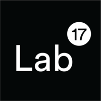 Lab 17 logo with black background and white text