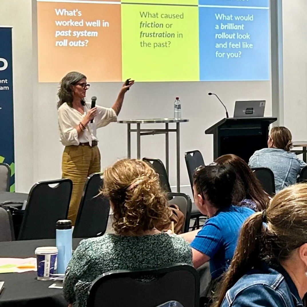 INSIDE THE ROOM 
How do you run a change workshop when&hellip;
❌ You have no product
❌ No confirmed audience
⏰ Only 45 minutes?

You focus on what matters most:
💡 How people will experience the change.

I was invited to run a session at a major lead