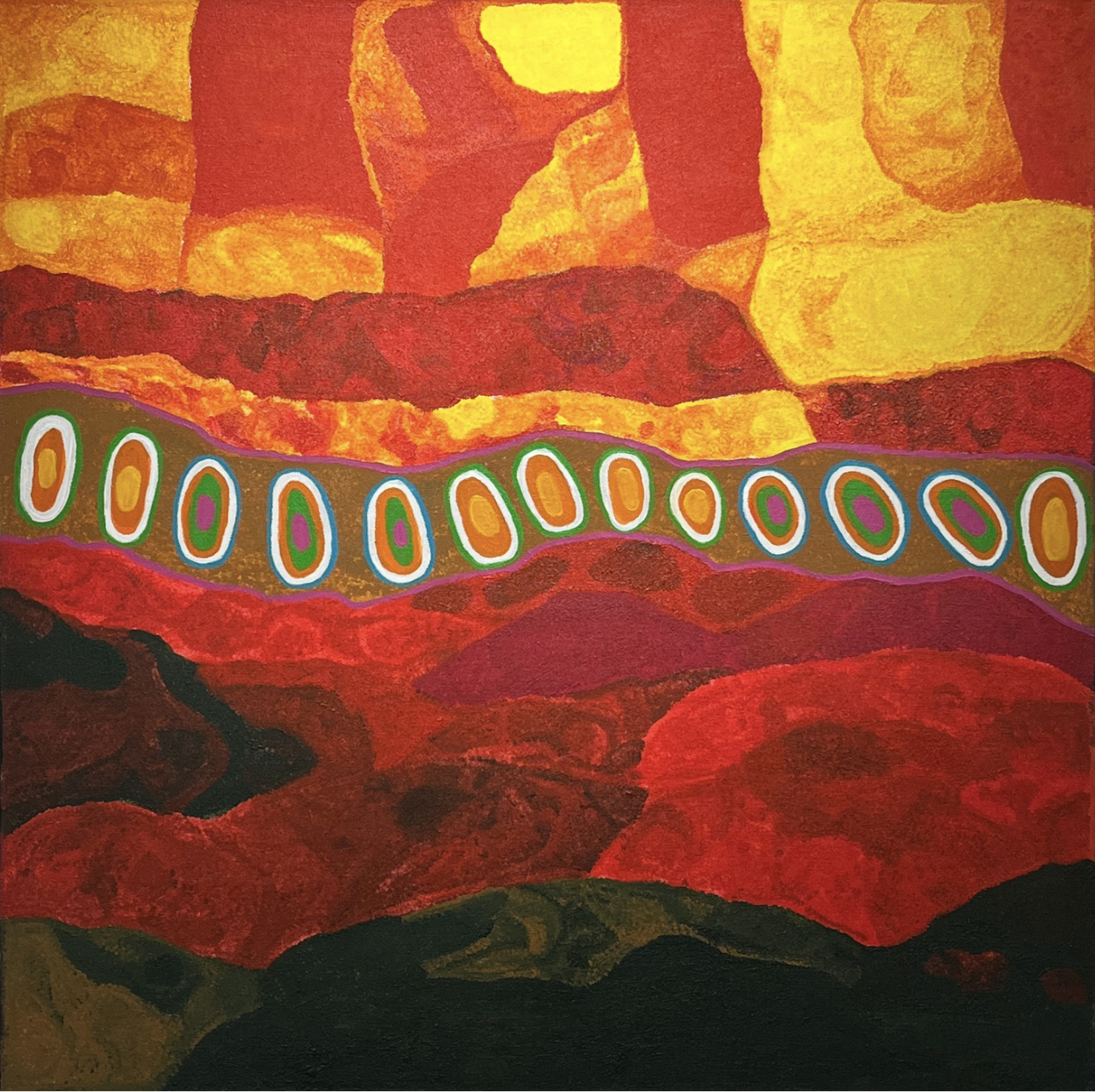 Amanda Gabori My Father’s Country, 2020 Acrylic on Belgian linen 91 x 91 cm $4500