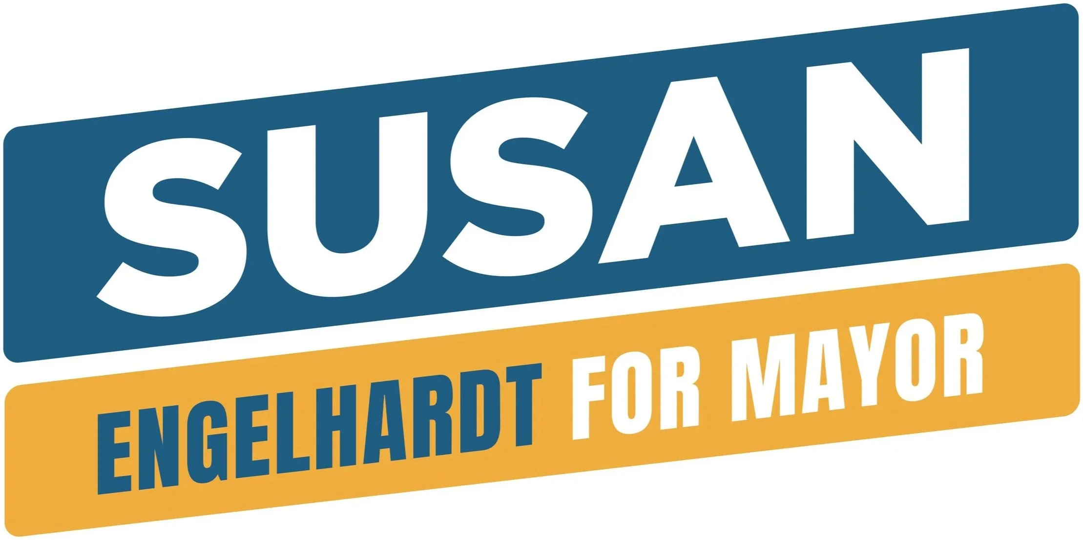 Logo for Susan Engelhardt for Mayor with blue and yellow colors.