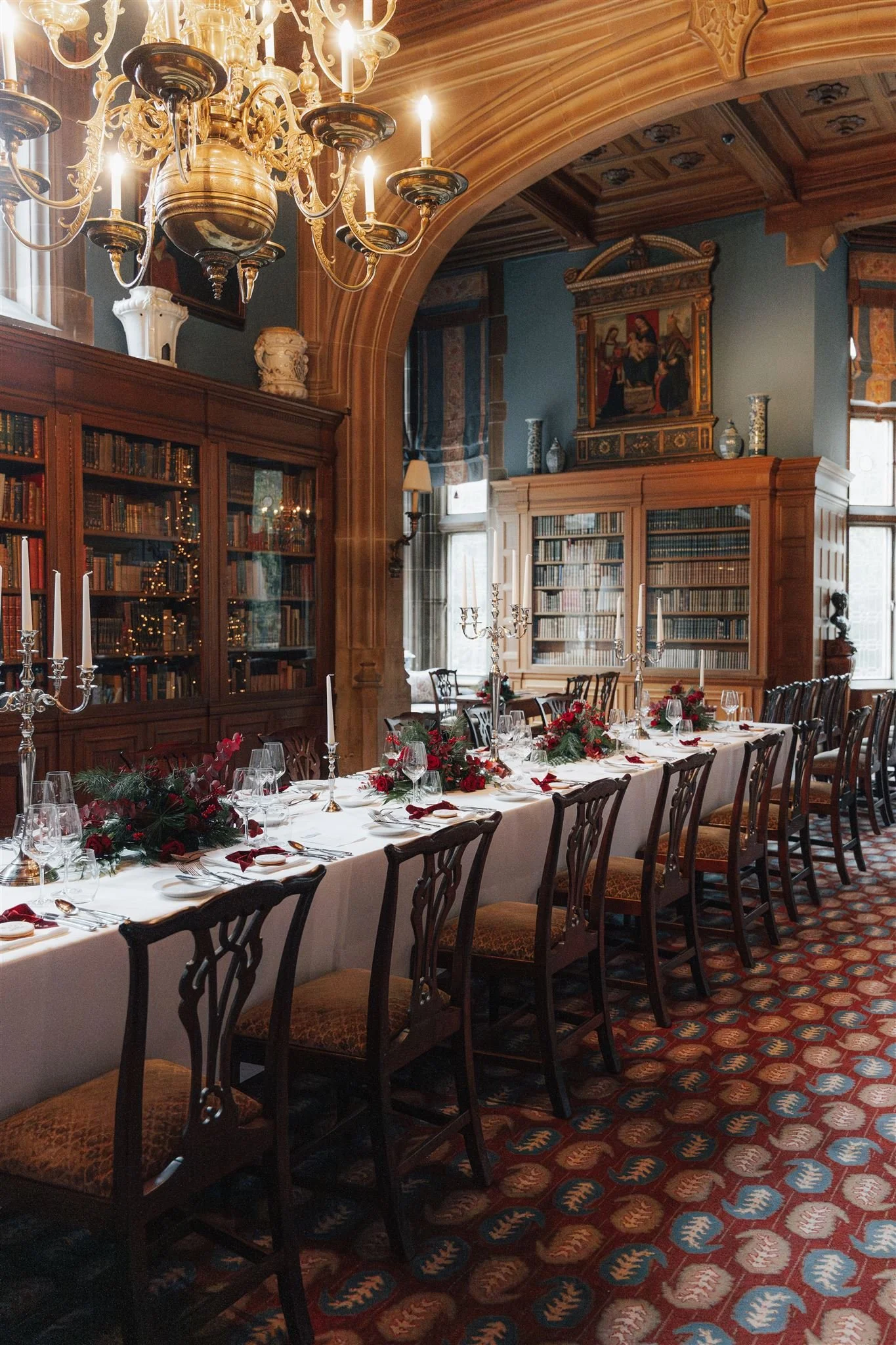 Tafel Bibliothek Hochzeit Schlosshotel Kronberg