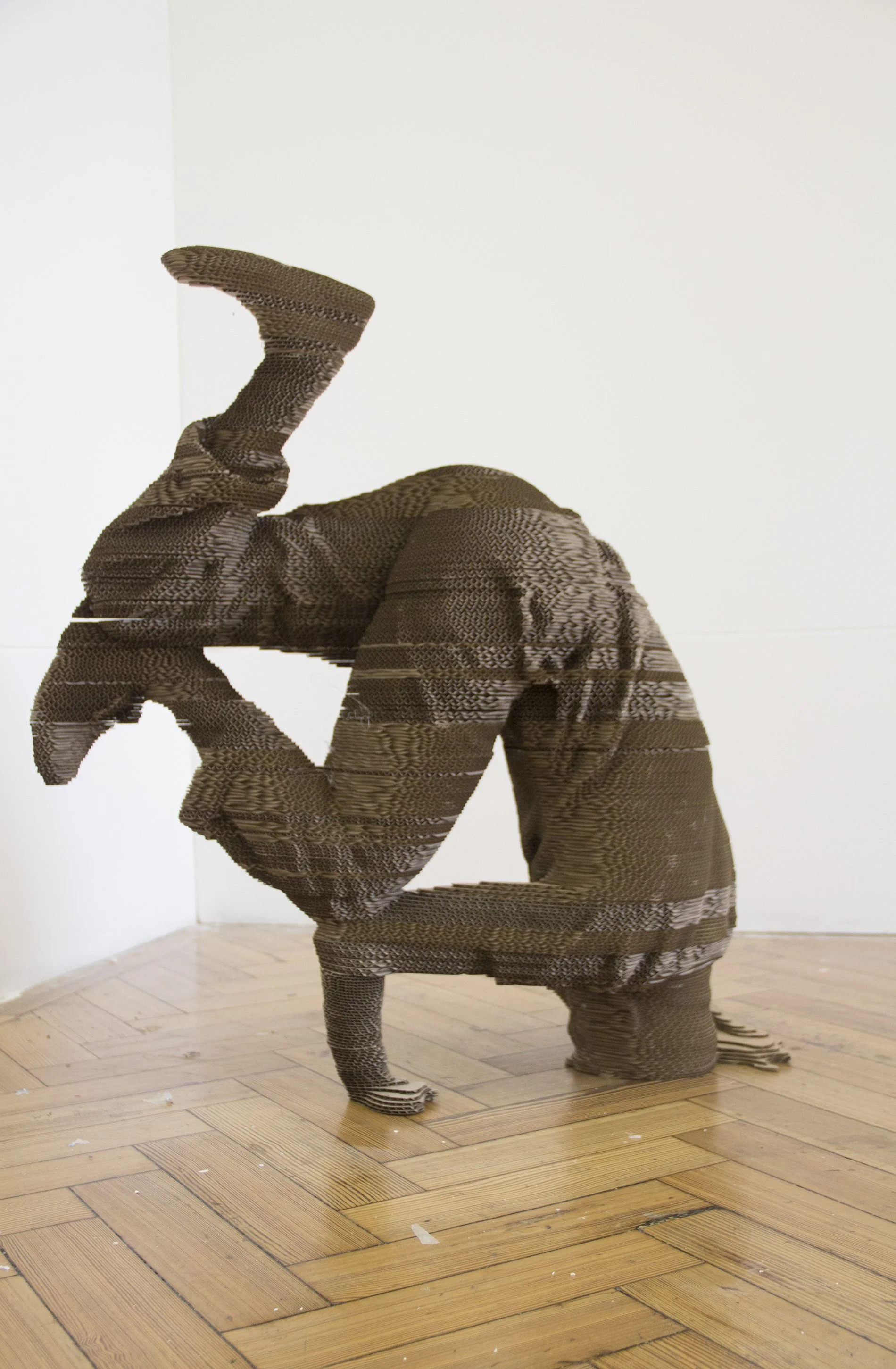 'Small Headstand' (2017), Cardboard. 80(H)x73(W)x45(D)cm.
