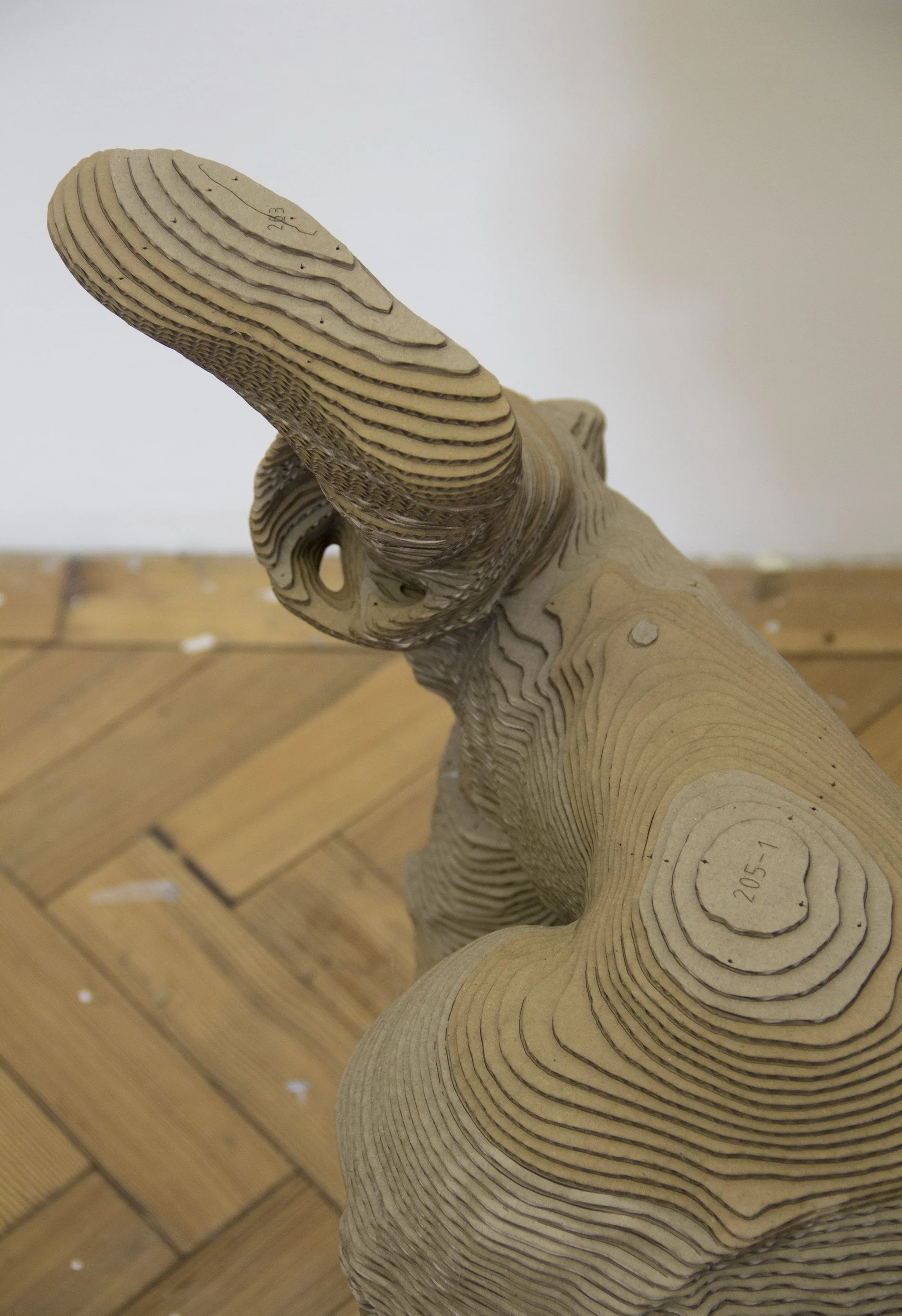 'Small Headstand' (2017), Cardboard. 80(H)x73(W)x45(D)cm.