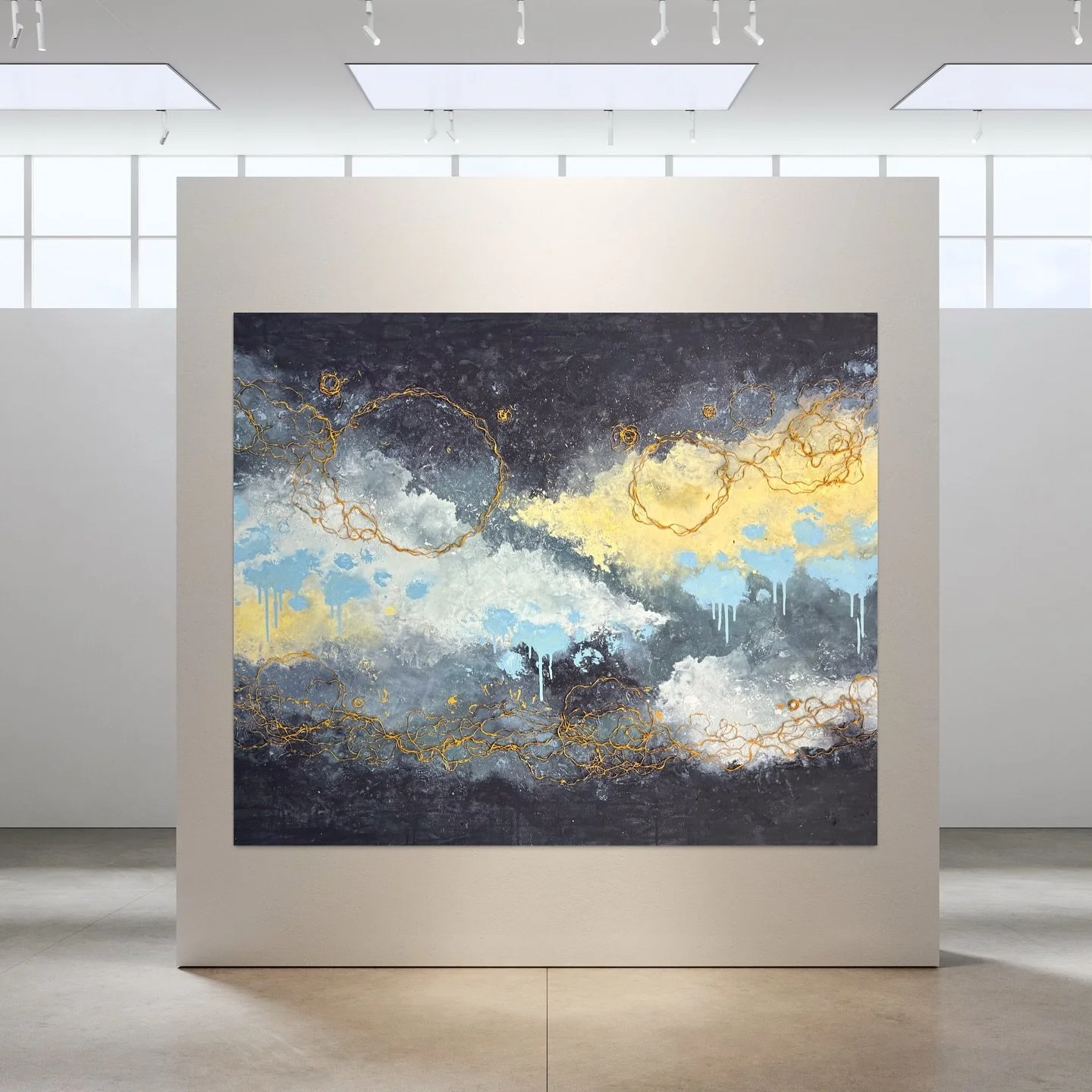 &quot;Dancing Clouds&quot;
120x100cm 
.
Acrylic, sand, reclaimed fishing rope on canvas 
.
.
.
.
#art #abstract #painting #largescaleart #irishart #artsourcerds