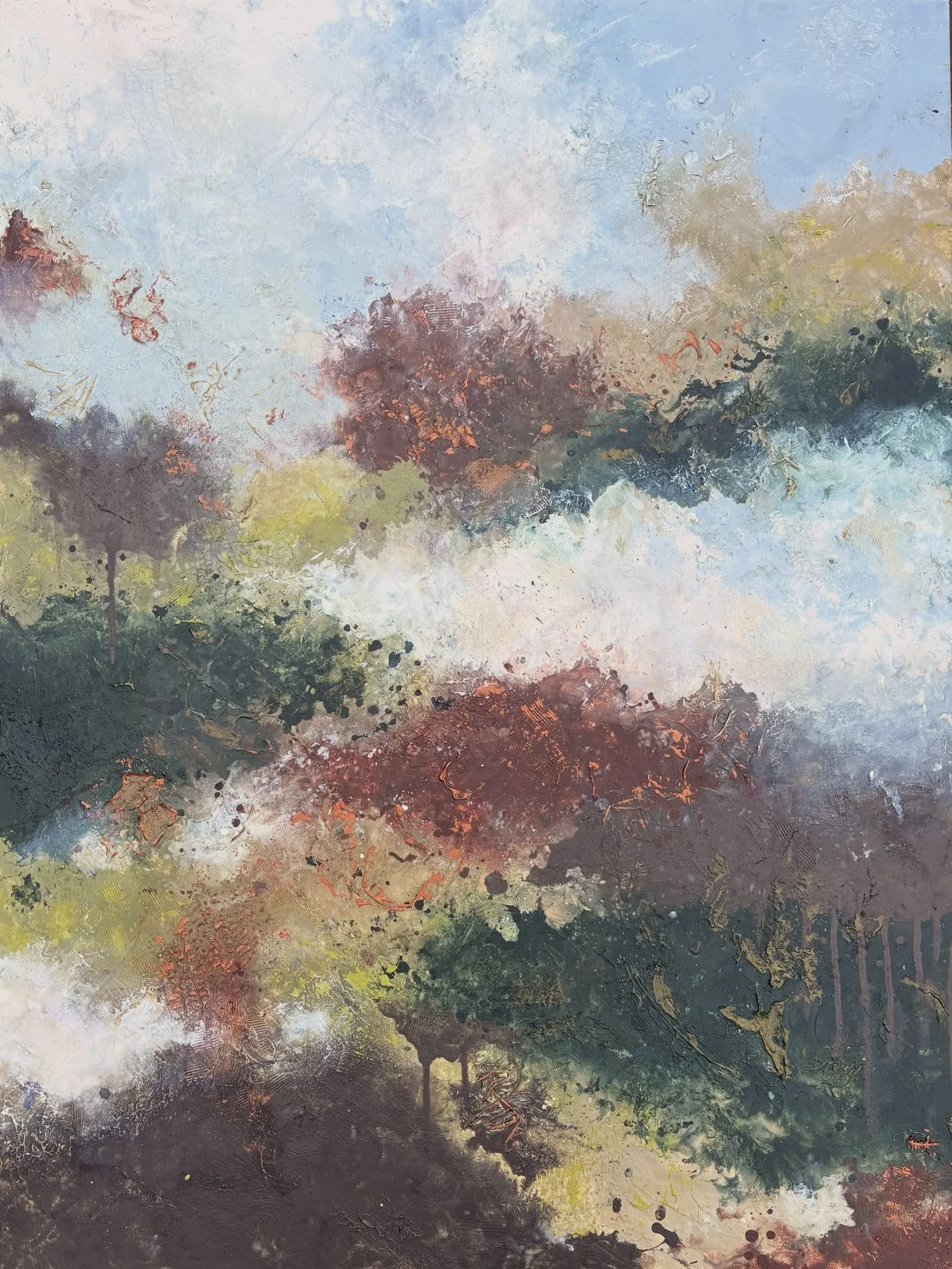 "Winter Thicket" 
Wicklow mountains series 
.
75x100x2cm
.
Acrylic, sand, organic materials from the Wicklow mountains 
.
#abstactpainting #wicklowmountains #painting