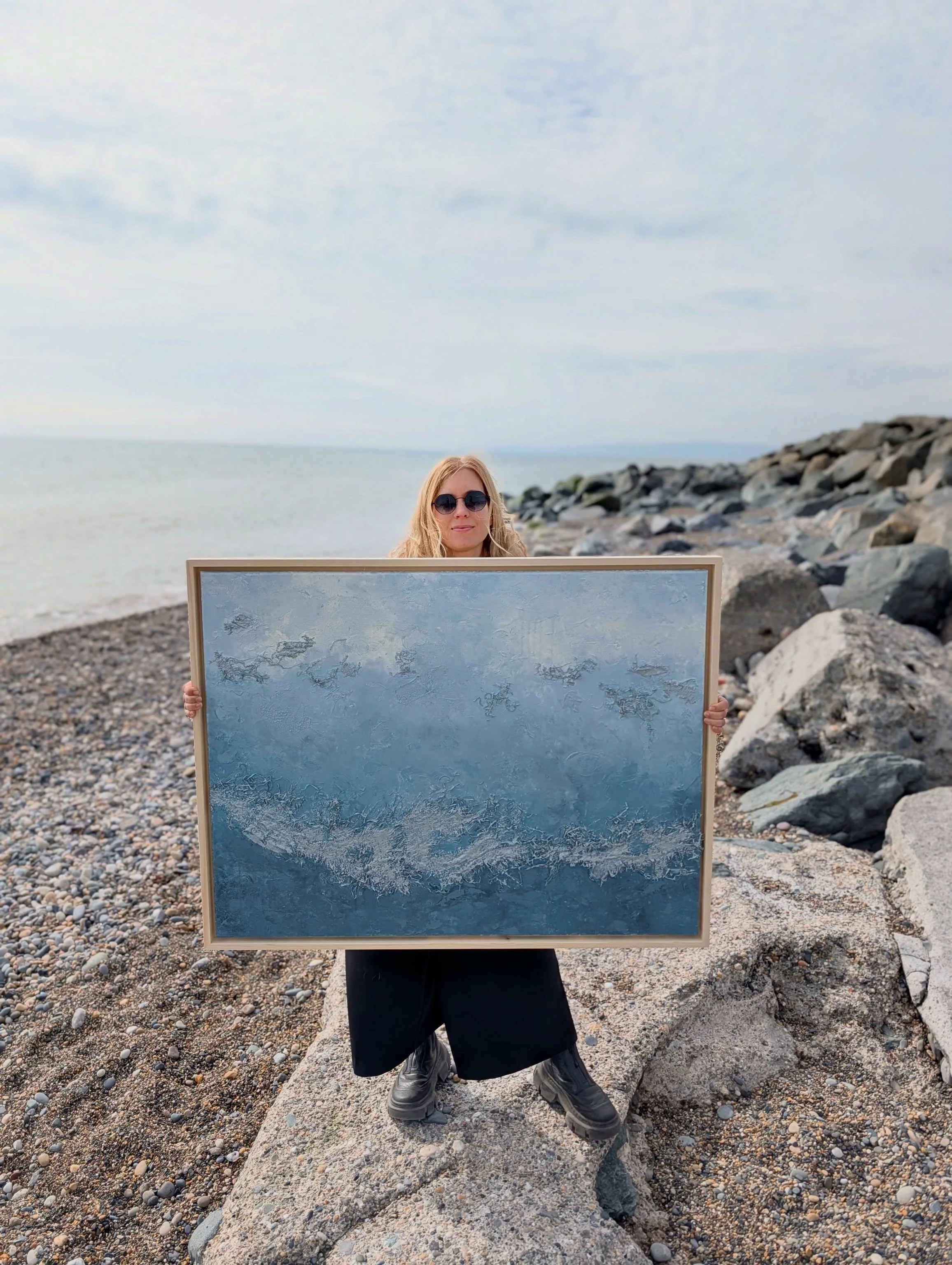 "Spring Breaks on the Shallows"
100x75cm 
Acrylic, sand, reclaimed fishing netting on canvas 
Presented on newcastle beach, Wicklow 
.
.
.
.
#wicklow #wicklowartist #abstract #artcollector