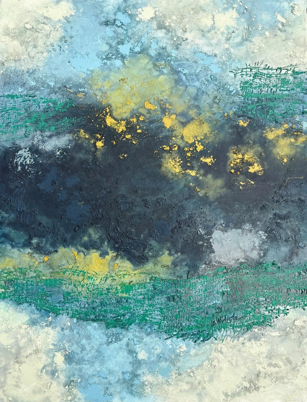 "Ocean of Storms" Series
.
Acrylic, sand, reclaimed netting on canvas
.
70x90cm
76x51cm
50x60cm
.

#abstractsea #abstractartwork #texturedartwork #artcollector #irishart
