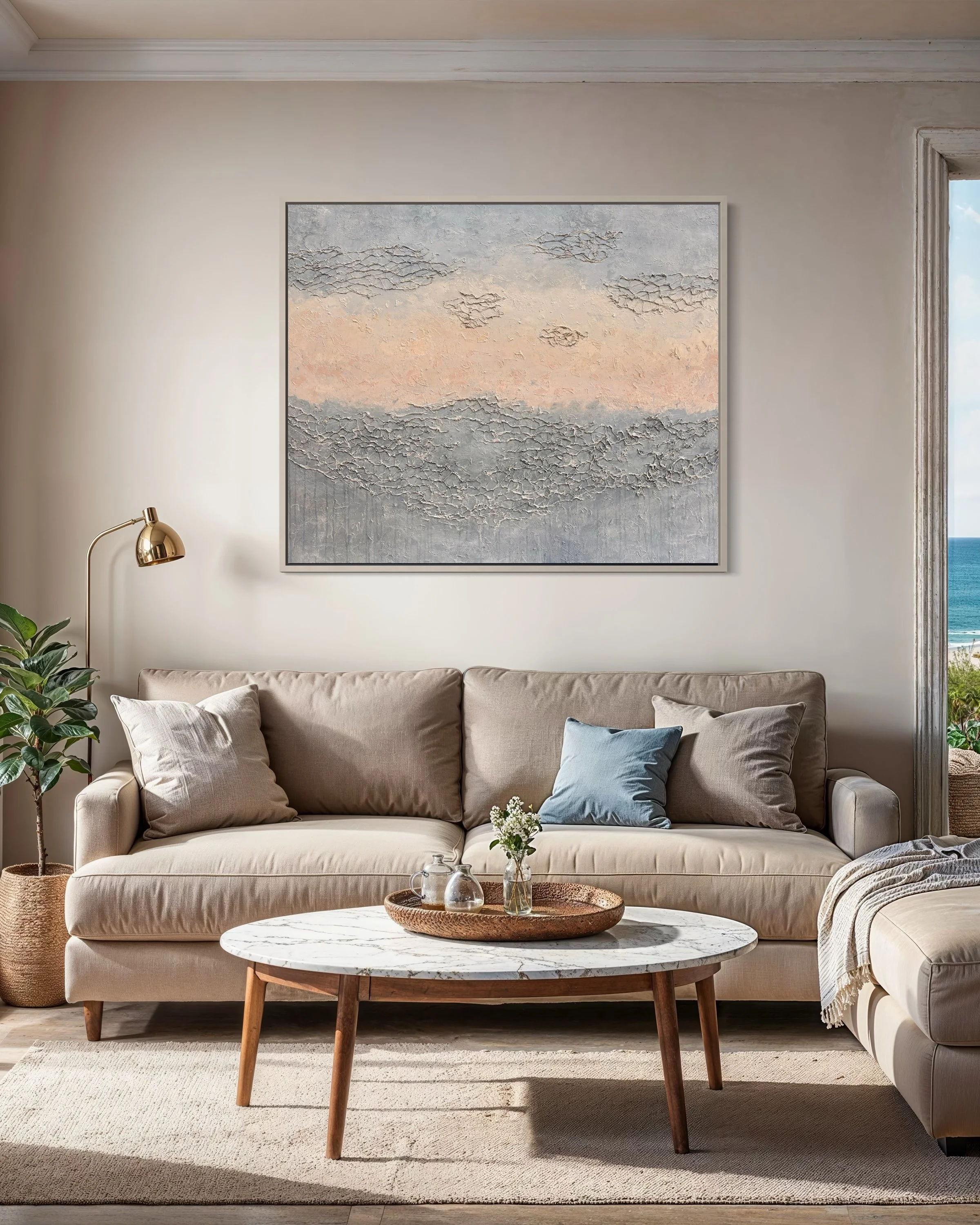Soft Morning at Sea Original Artwork (120x100cm)