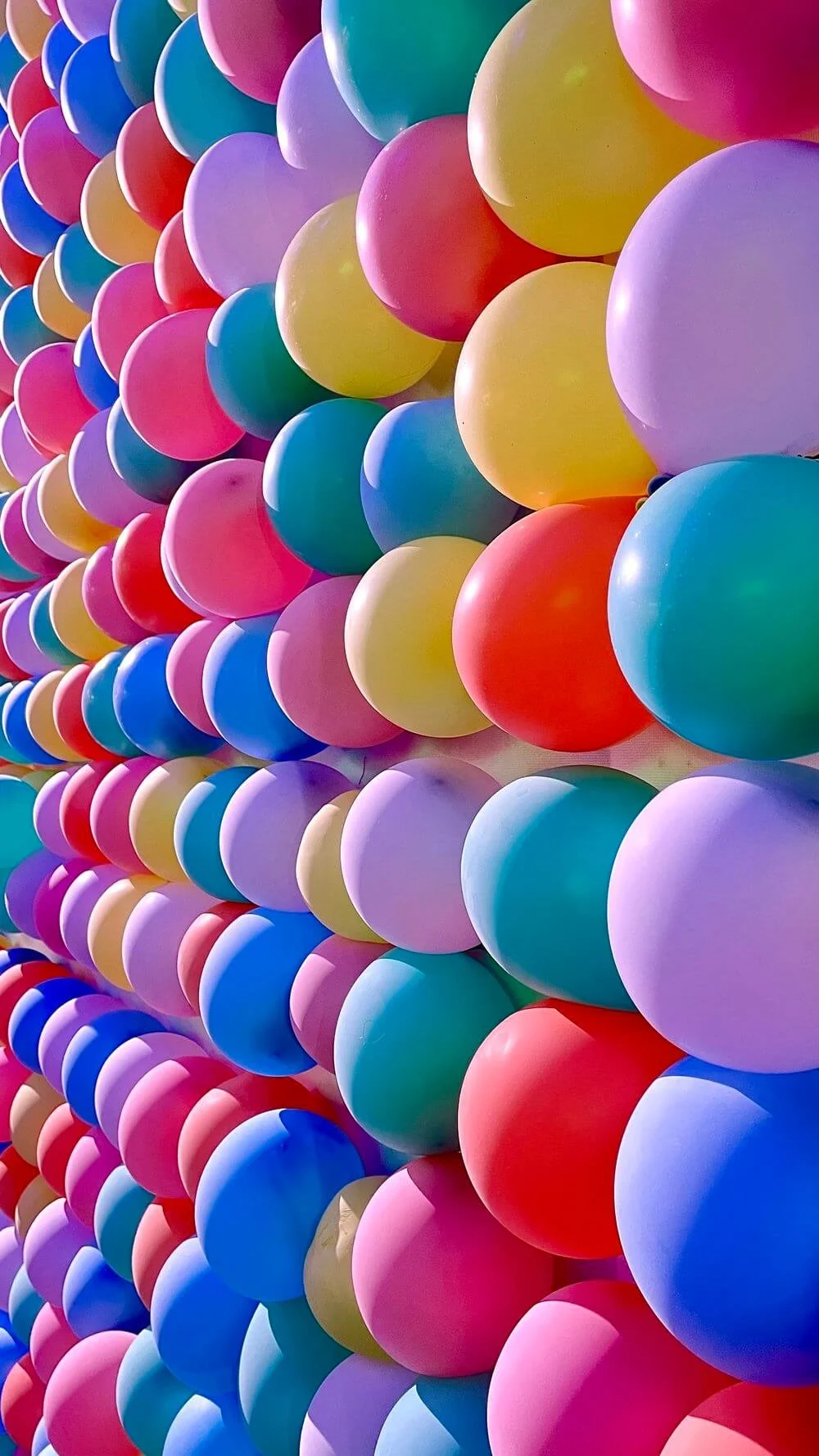 Farverige balloner - En væg dekoreret med mange farvede balloner, perfekt til festlige anledninger.