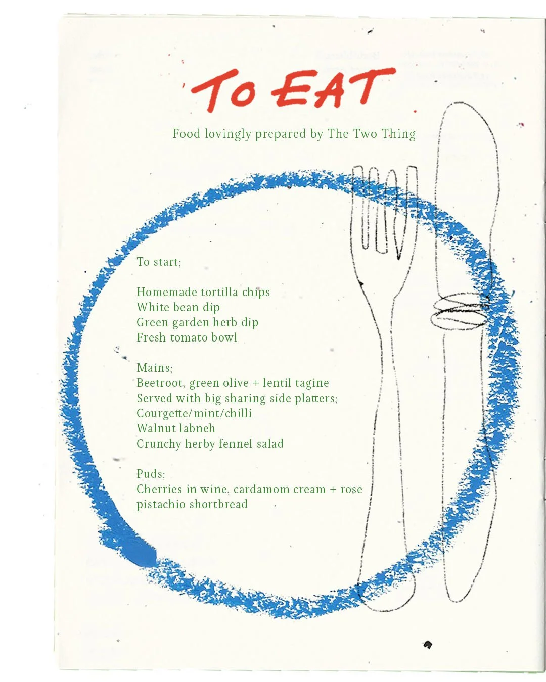 Menu design for Around the Table supper Club (1/2)