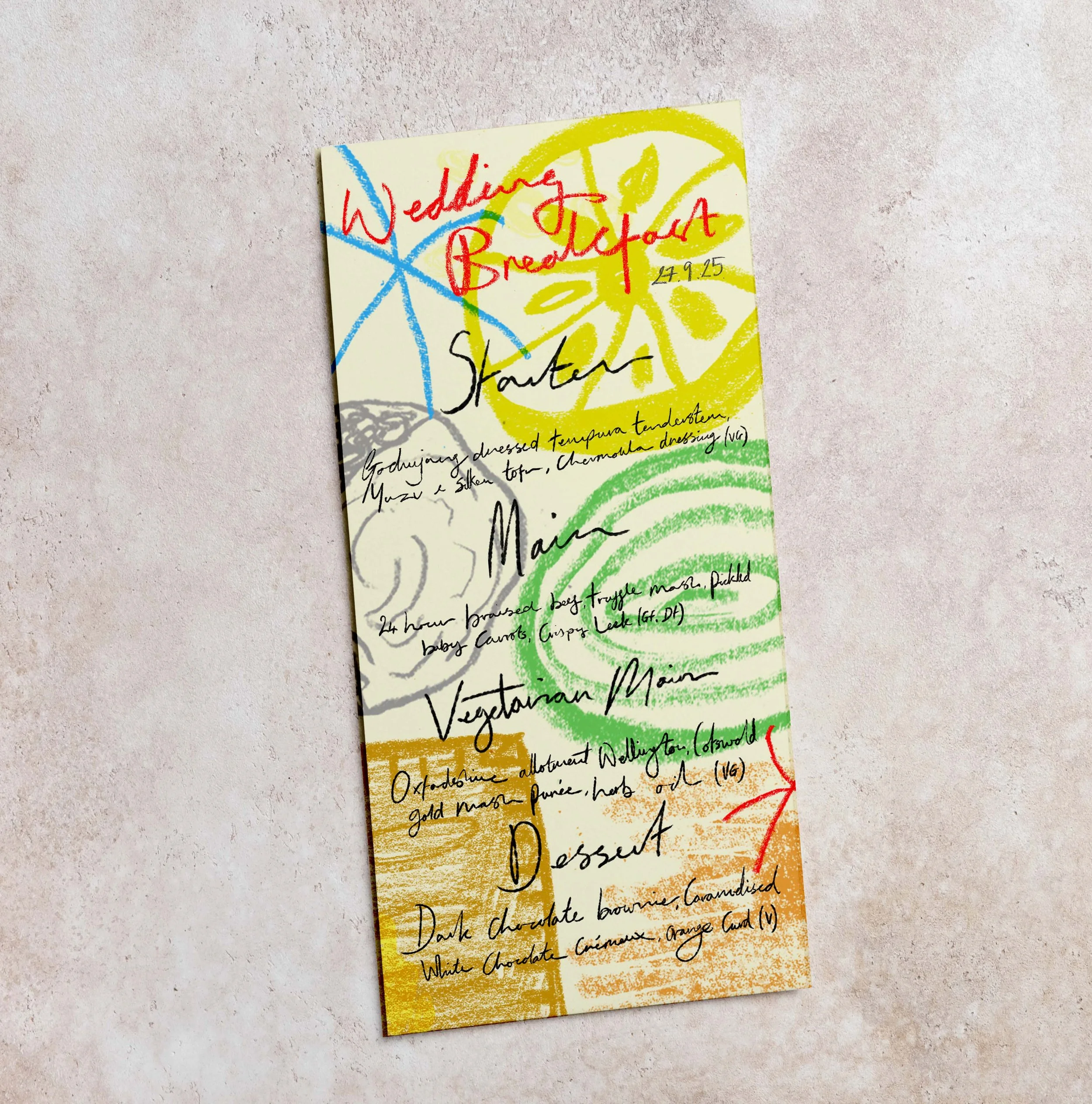 Menu Design for a Wedding Breakfast (2025)