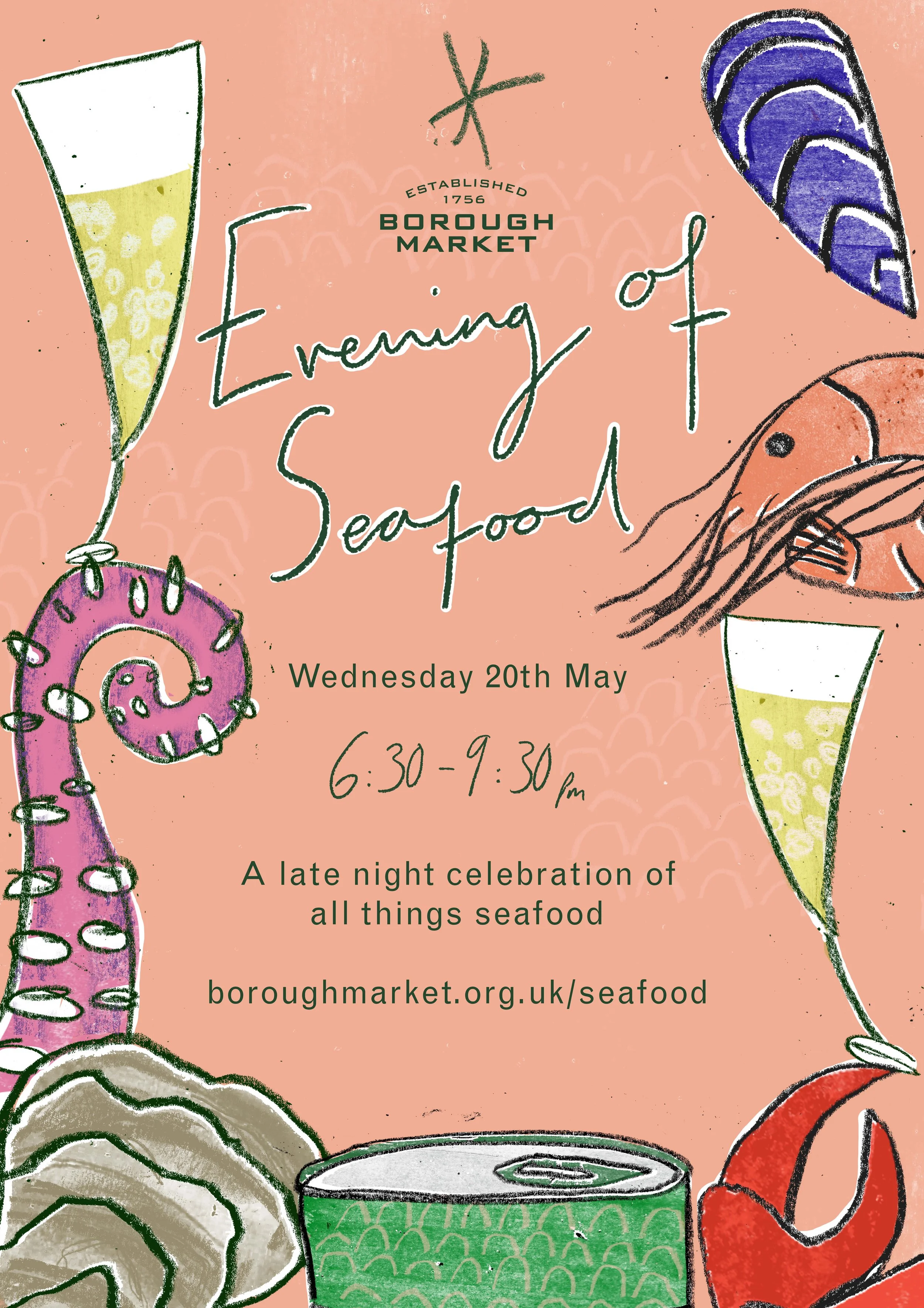 Evening of Seafood Poster for Borough Market (May 2026)