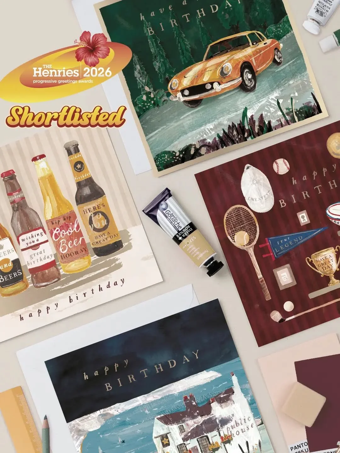 We're so thrilled to have been shortlisted for a 2026 Henries award!! 🏆

💫 Best Male Range (non-humour) - Country Club.

Our Country Club collection leaves the big smoke and celebrates the charm of British country life, with scenes of rolling lands