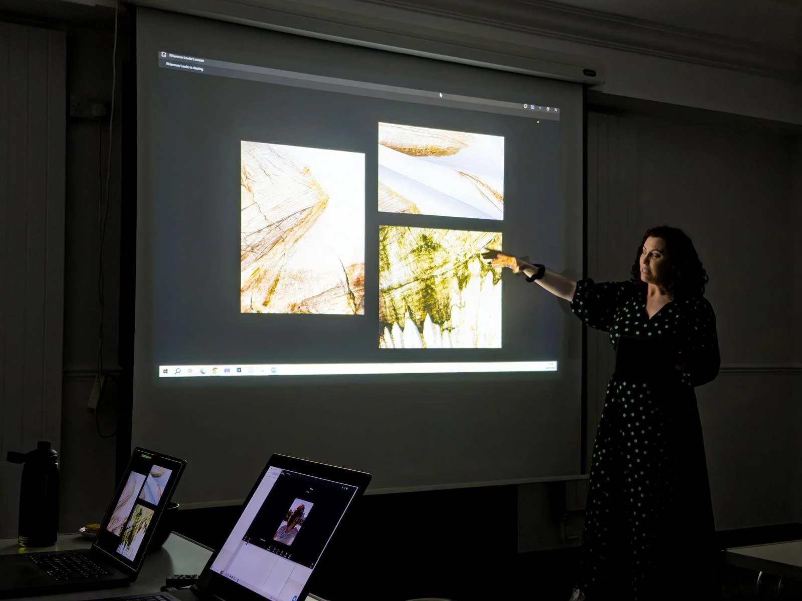 Rhiannon Lawler speaking to an audience at a photography club talk
