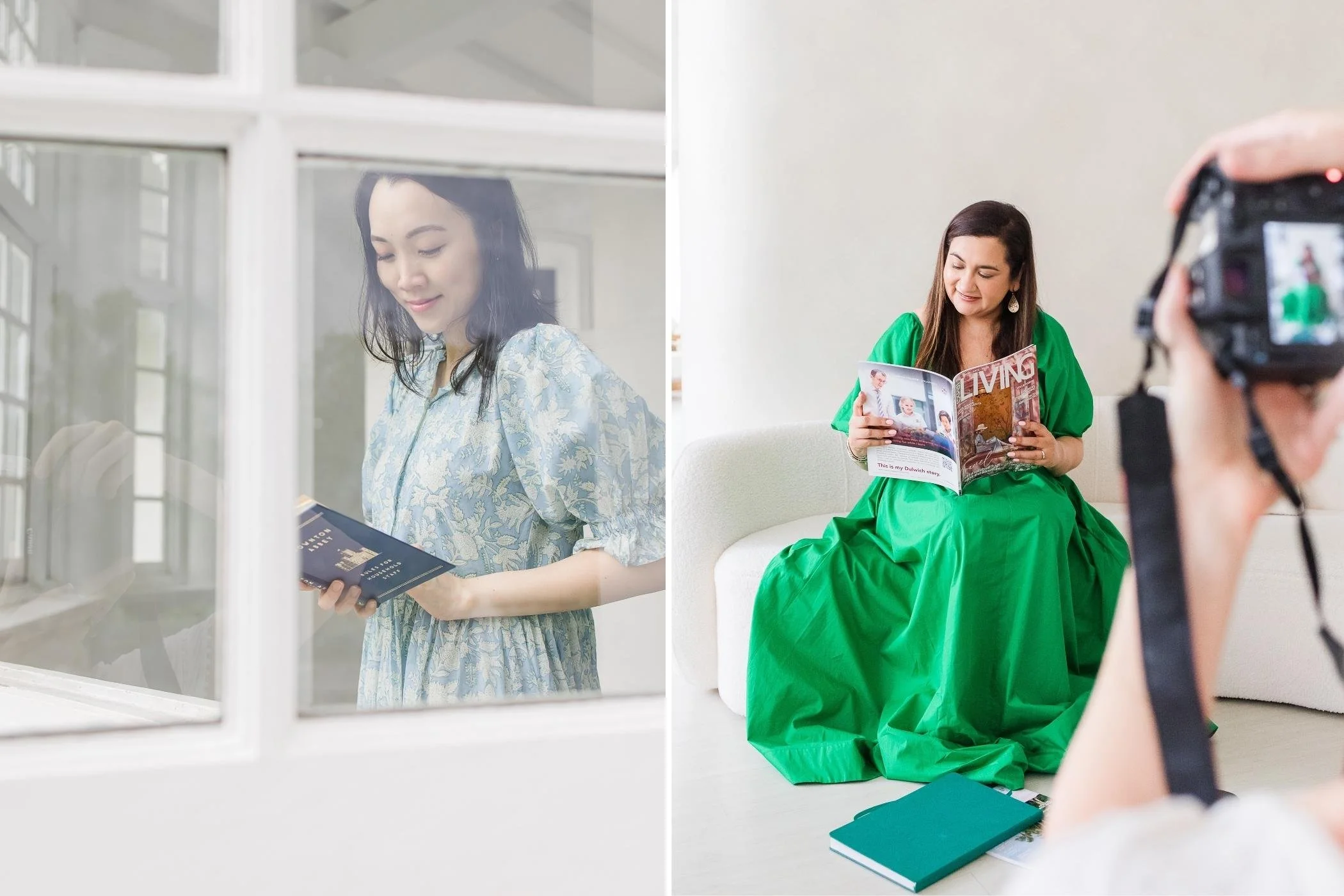 Personal branding photographer Nina Mucalov guiding a client through natural poses during a Singapore photoshoot