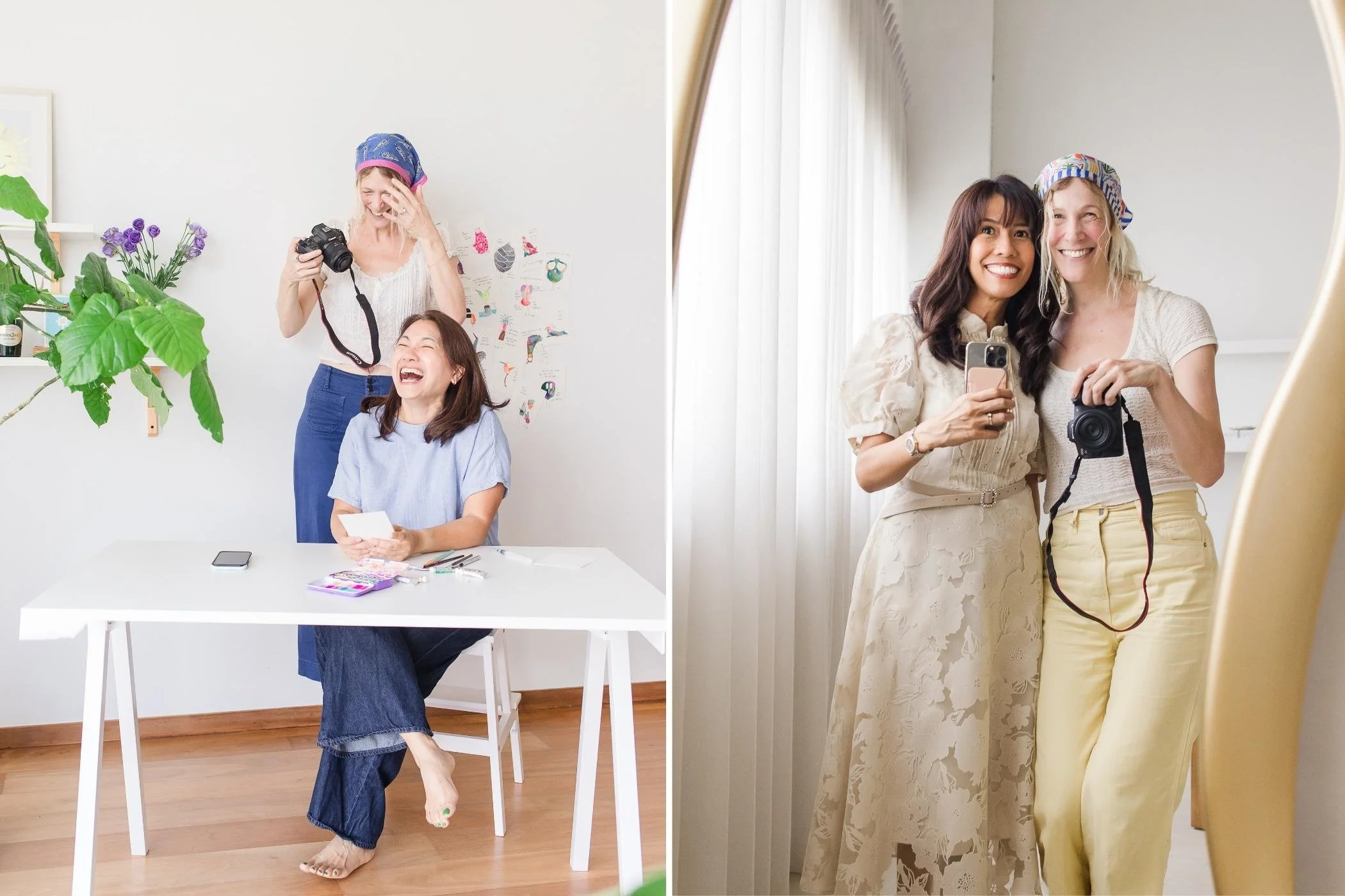 Business owner laughing during a relaxed personal branding photography session in Singapore by Nina Mucalov