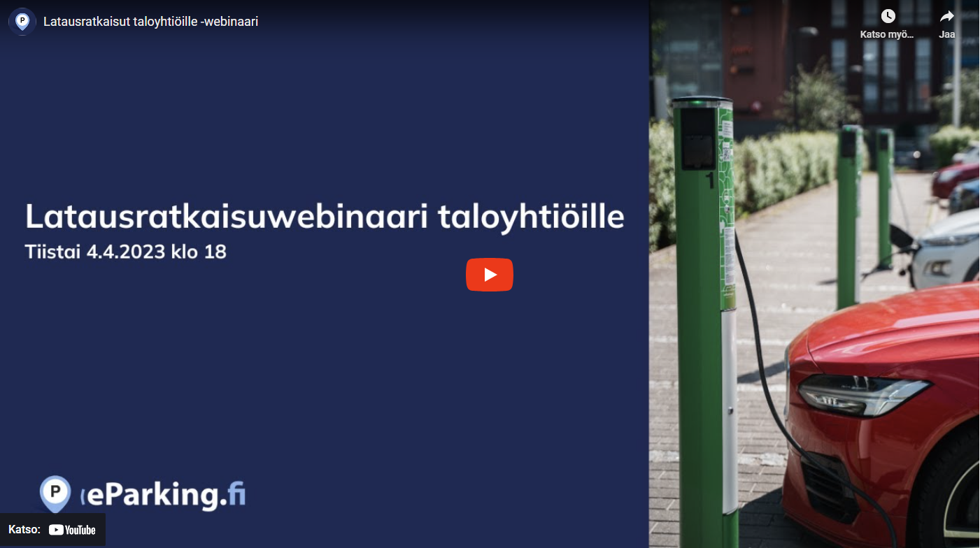 Latausratkaisut taloyhtiöille -webinaarin tallenne katsottavissa!