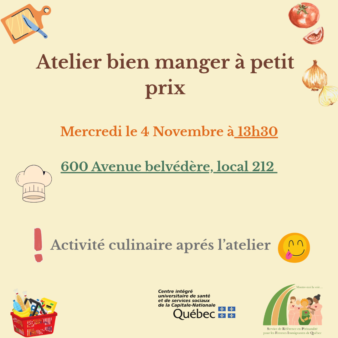 Atelier bien manger à petit prix