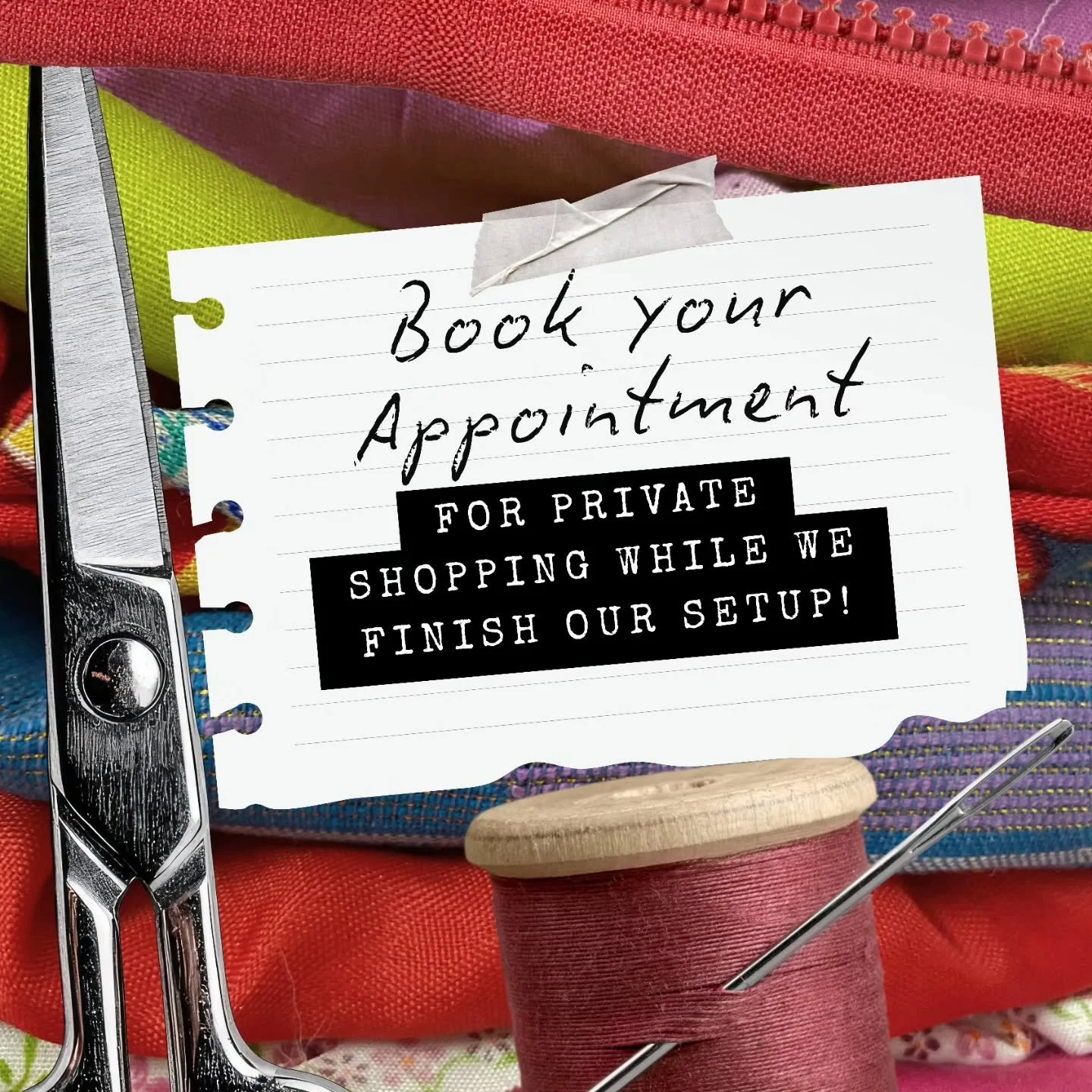 We are proud to offer our loyal customers a private shopping experience while we finish our build out.

You can find our website link in our bio. Select &quot;Book&quot; and choose your appointment time.
Let us know what fabrics you are looking for a