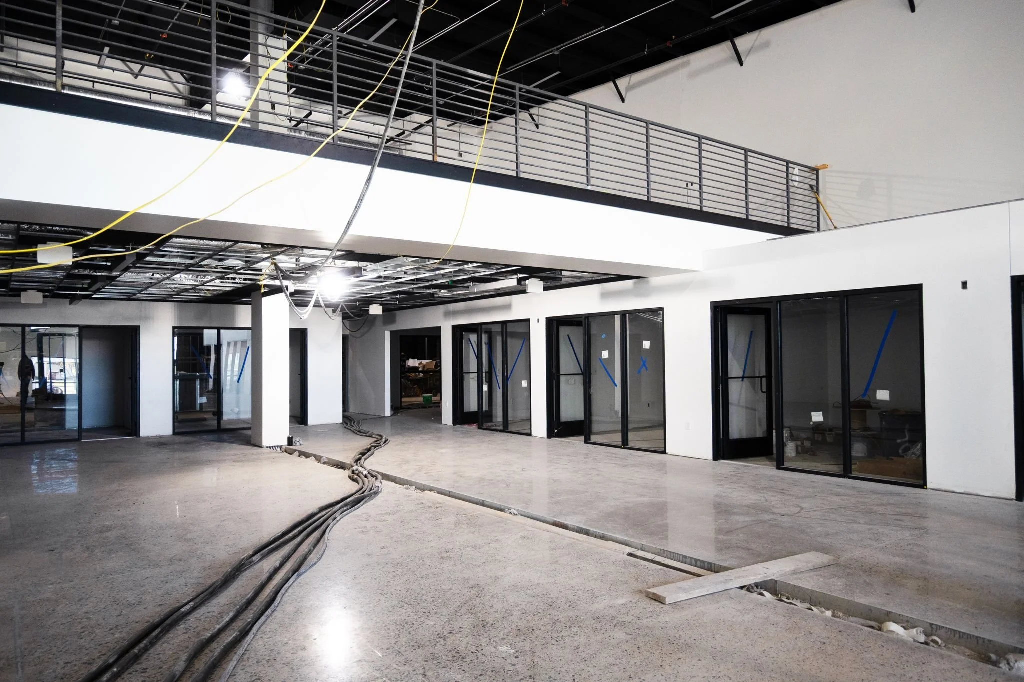 The interior of the Badland Batteries cell manufacturing facility, where the atrium and conference rooms are located.