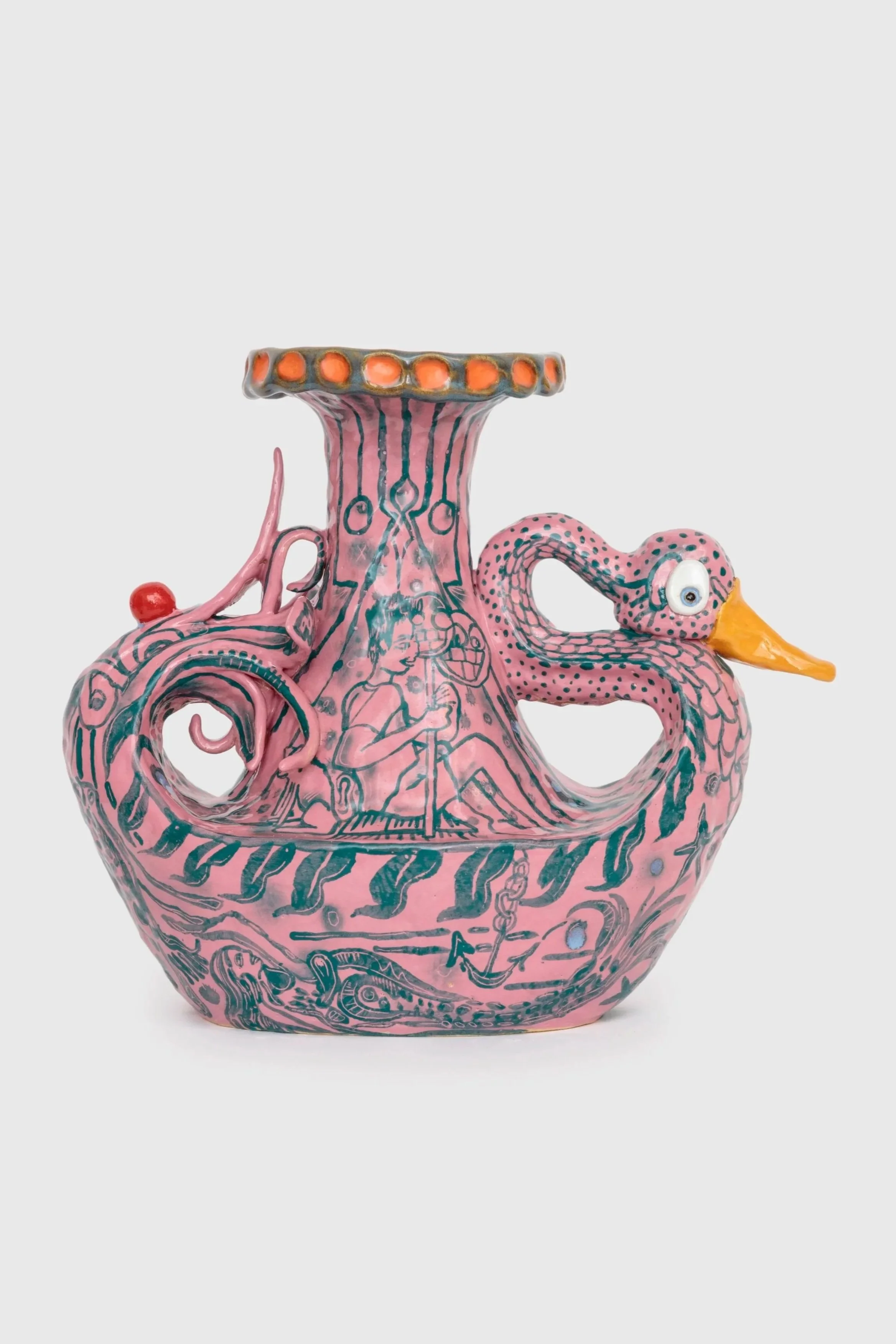 Sharif Farrag, Crane Vase, 2026, Glazed ceramic, 30.5 x 36.8 x 19.1 cm, 12 x 14 1/2 x 7 1/2 in.
