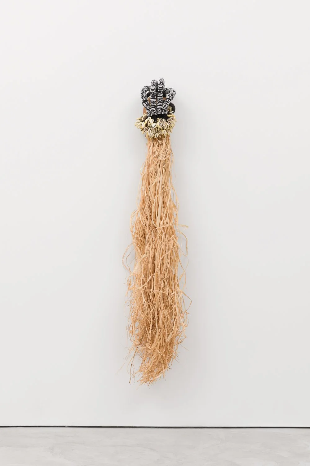 Nádia Taquary, Oriki Atotô, 2024, Reclaimed wood, lagdibás, cowry shells, straw, glass beads and copper