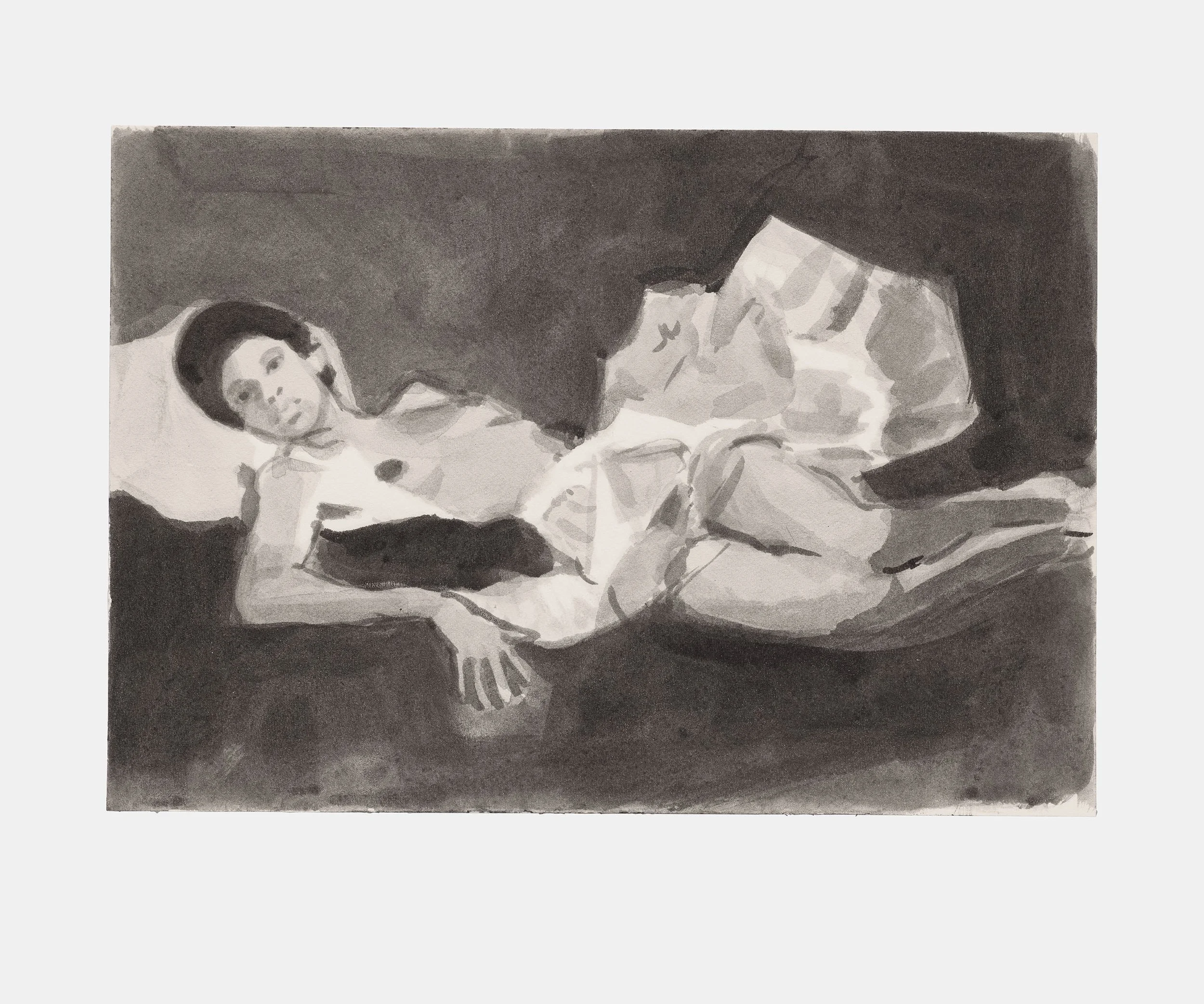 Somaya Critchlow;
Study for Black Venus, 2024;
Japanese ink on paper;
12.5 x 18 cm;
4 7/8 x 7 1/8 in.