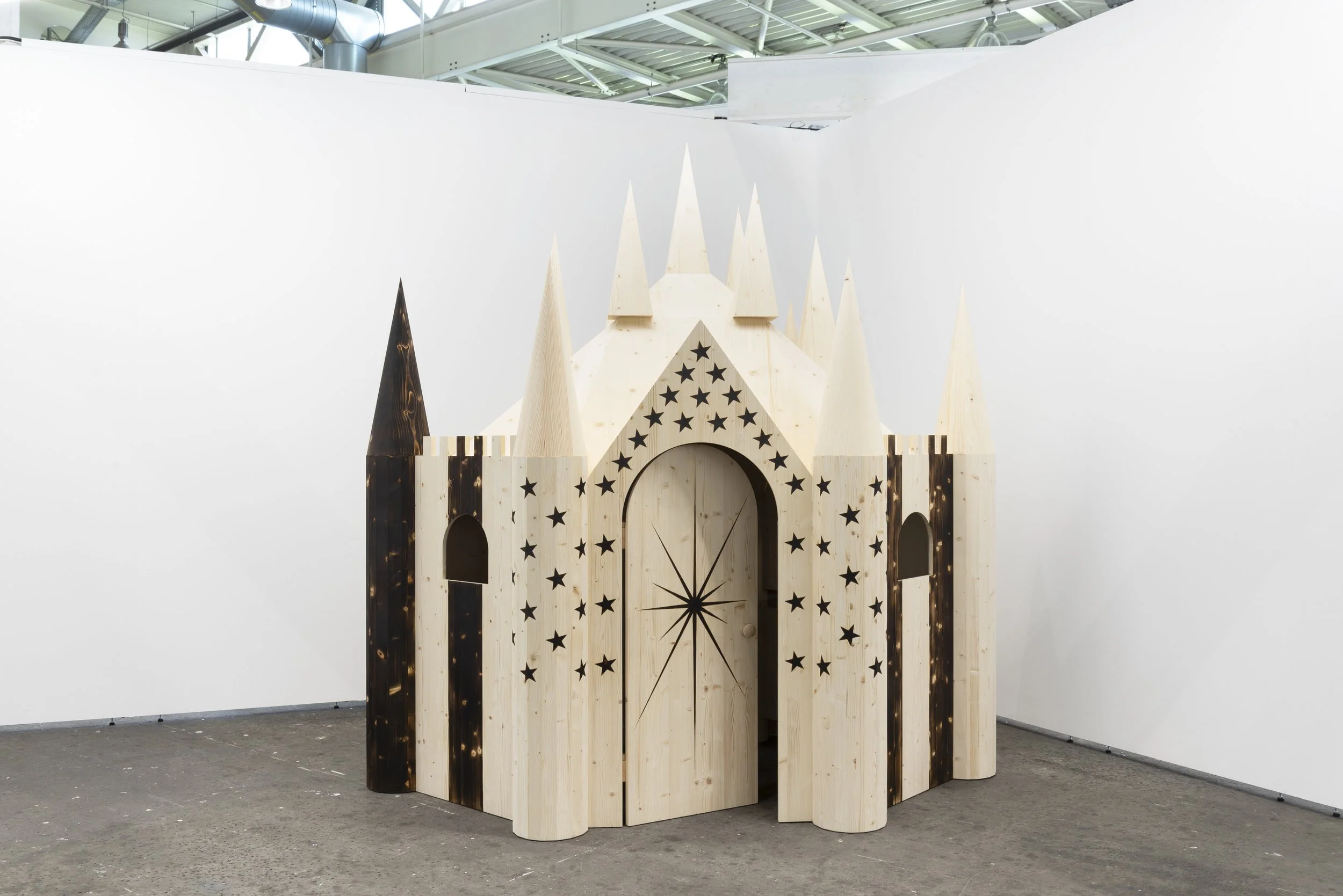 Jaylon Hicks;
USA Playhouse, 2026;
Spruce;
249 x 239 x 139 cm;
98 x 94 1/8 x 54 3/4 in.