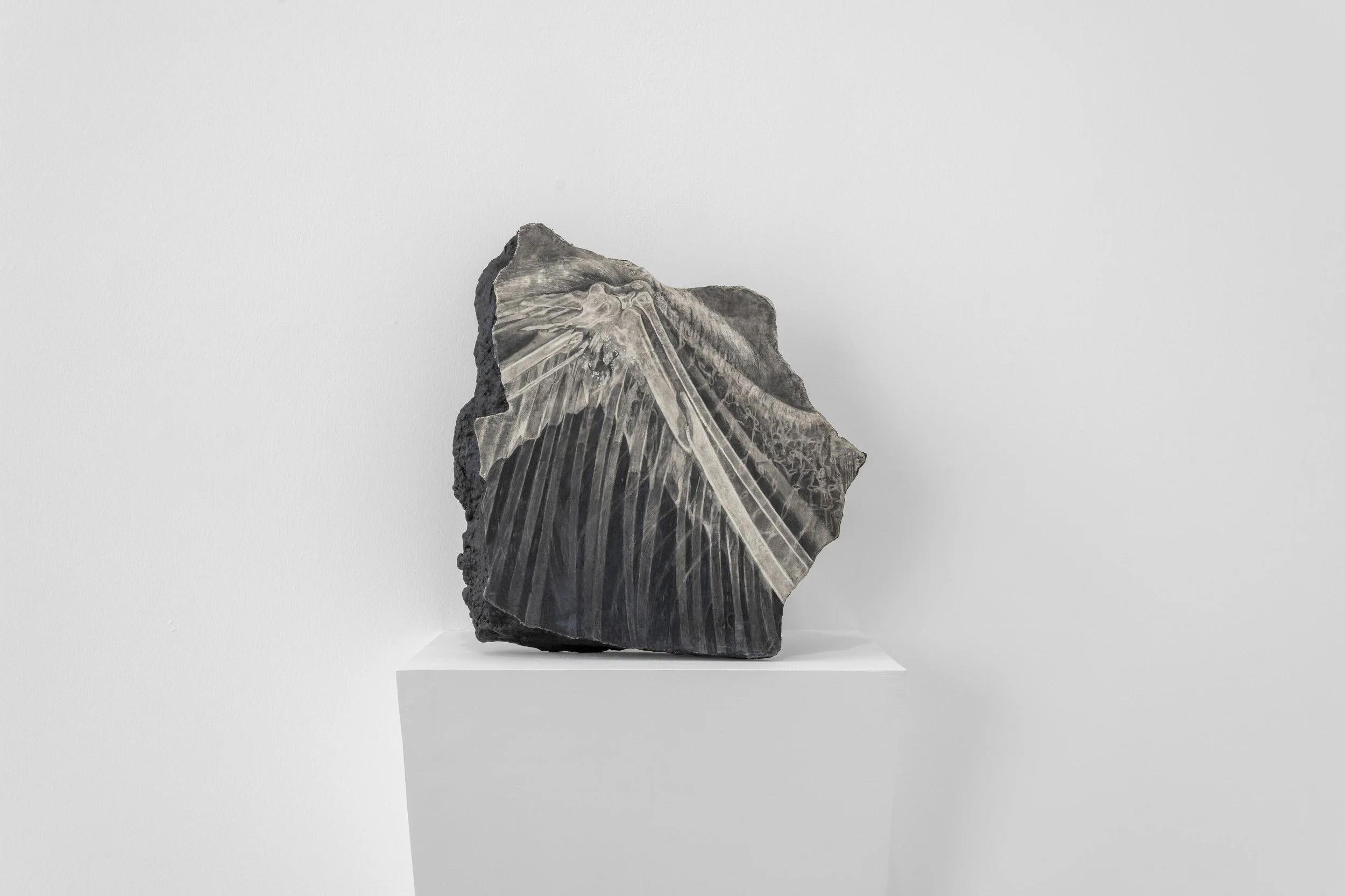 Jaylon Israel Hicks, Gun wound (Eagle X-Ray), 2021, Charcoal and liquid charcoal on linen coated pavement