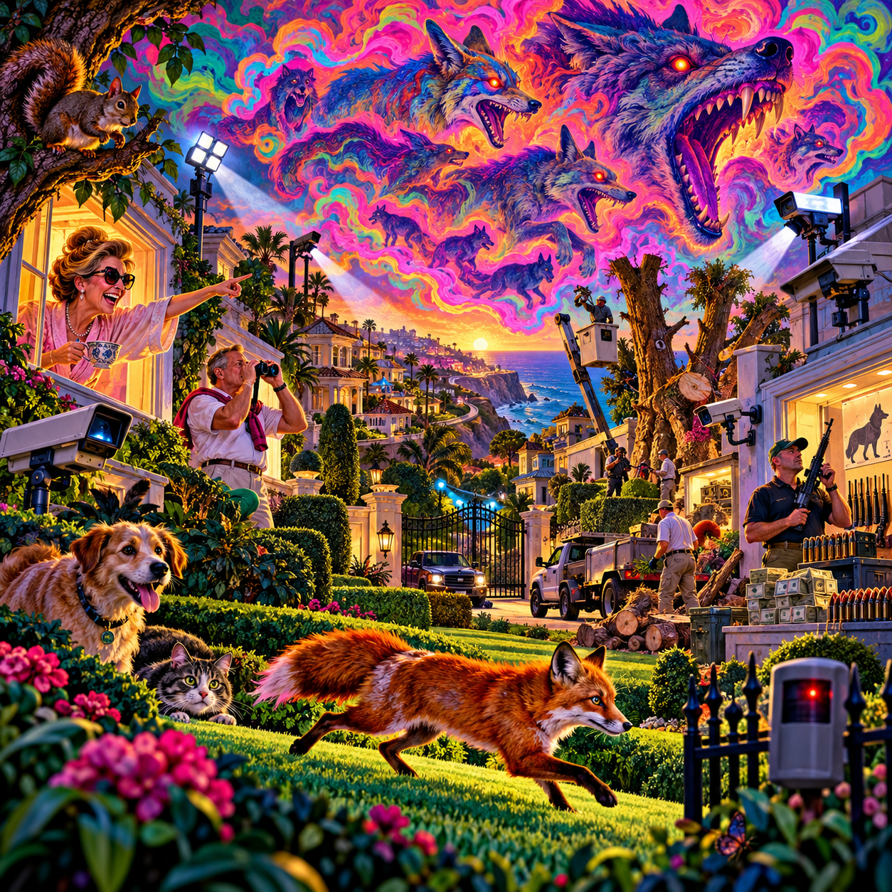 It started with an ordinary fox running across a manicured lawn in a gated community…