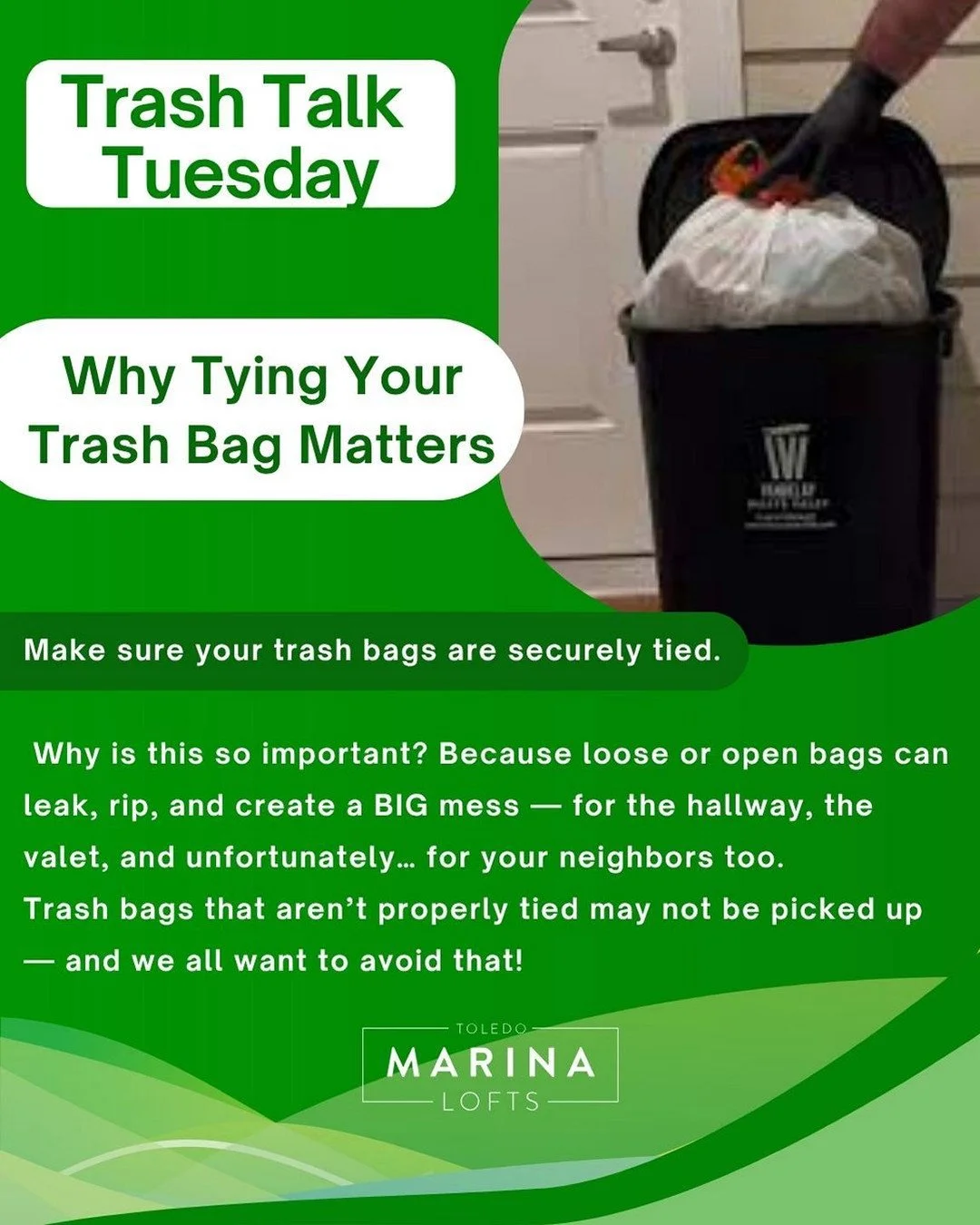 Marina Lofts' Trash Tip Tuesday - Tie Your Trash Bags