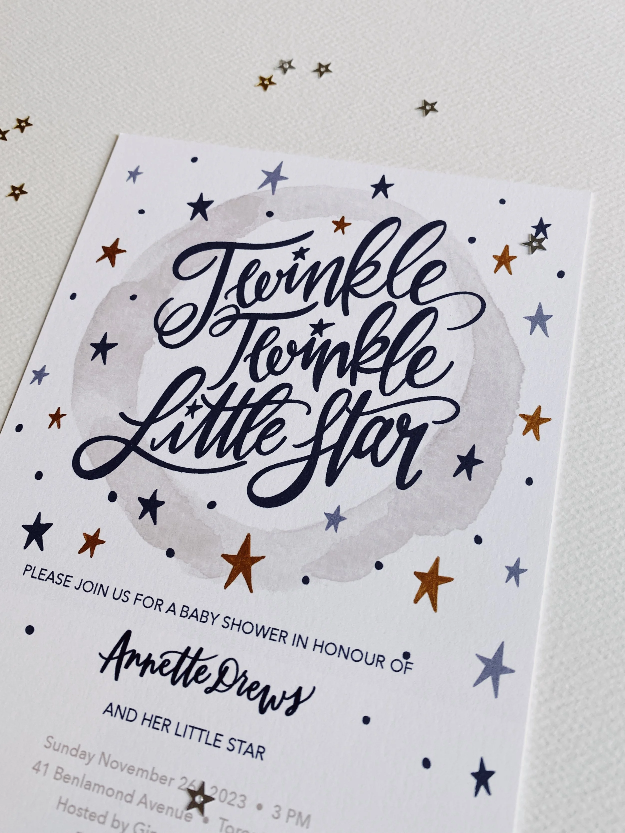 Baby star twinkle invitation