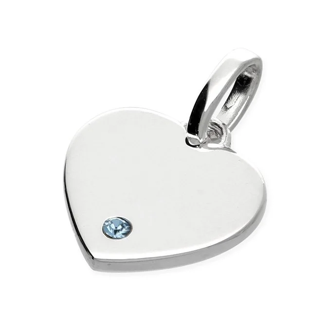 Sterling Silver March Birthstone Heart Pendant