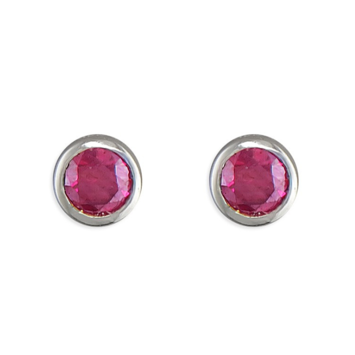 Sterling Silver July Birthstone Stud Earrings