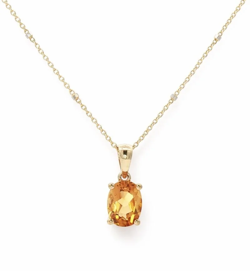 9ct Yellow Gold Oval Cut Citrine Necklace