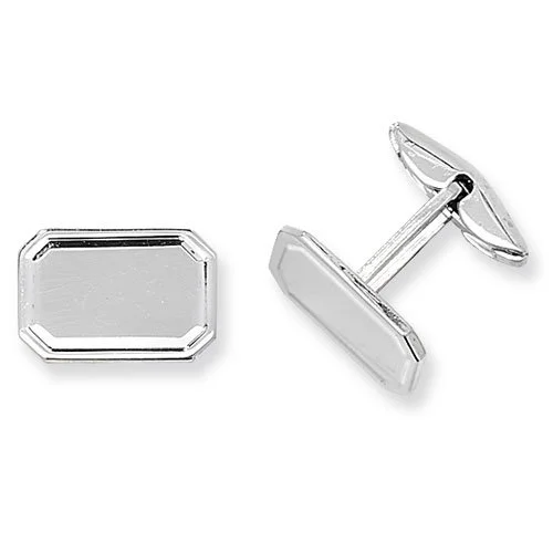 Sterling Silver Outlined Rectangular Cufflinks with Swivel