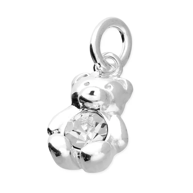 Sterling Silver April Birthstone Bear Pendant