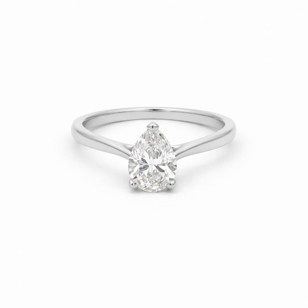 Platinum 1ct Pear Cut Lab Grown Diamond Ring