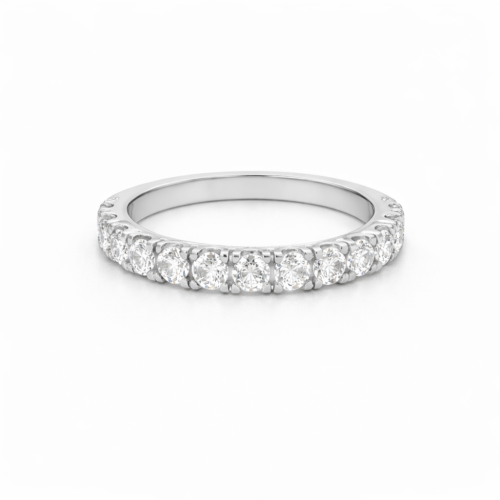 White Gold Round Lab Grown Diamond Claw Set Eternity Ring