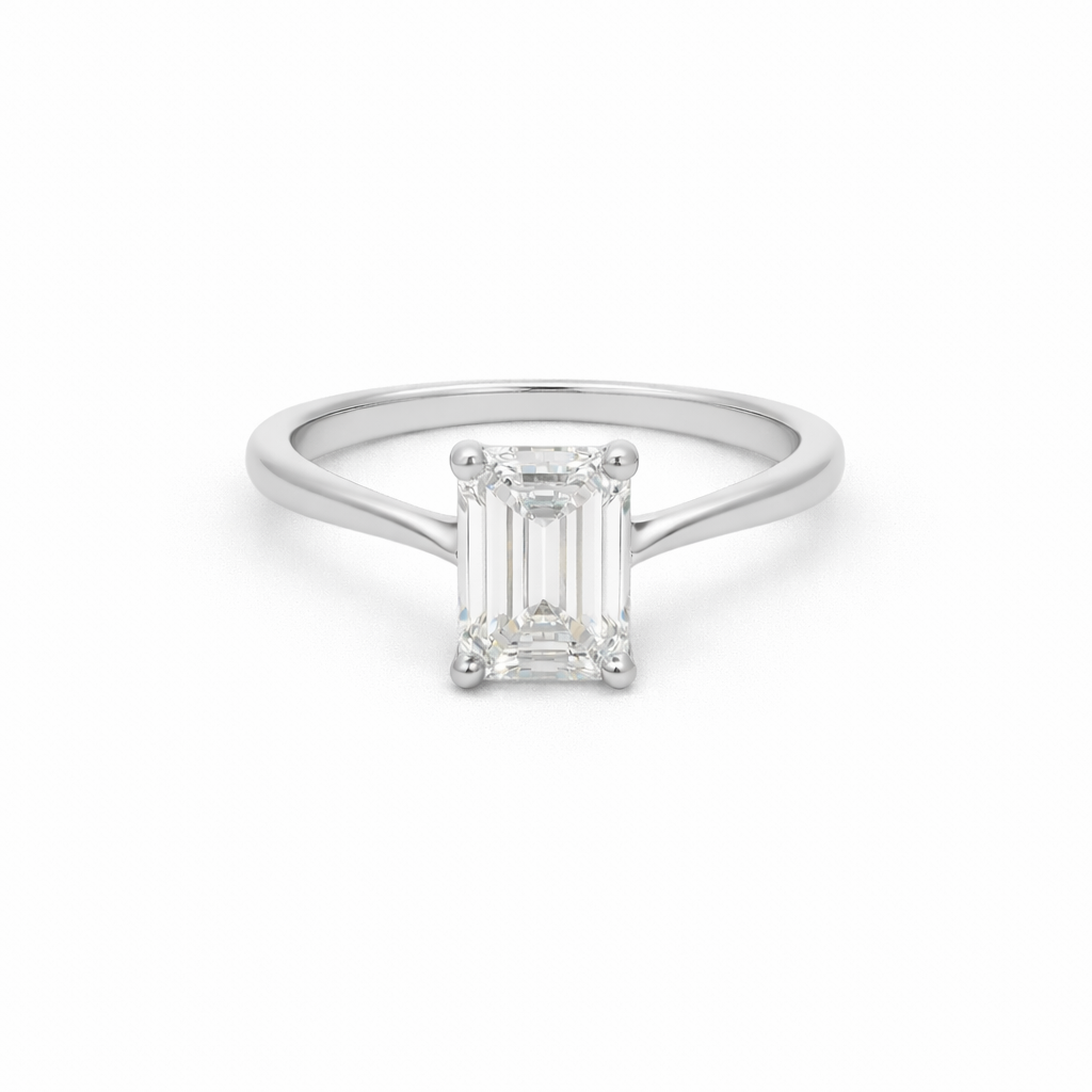 Platinum 1ct Emerald Cut Lab Grown Diamond Ring