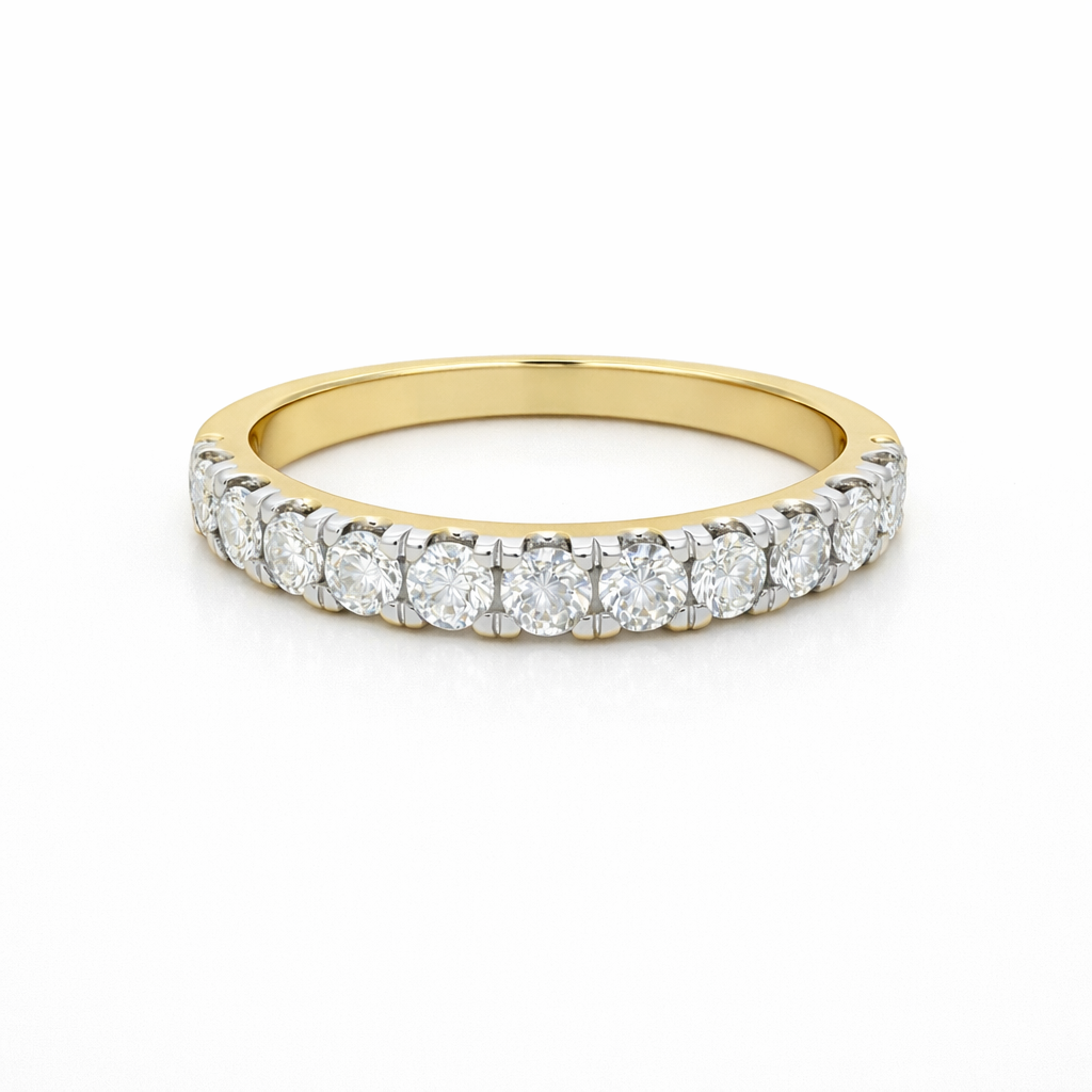 9ct Yellow Gold 11-Stone Round Lab Grown Diamond Claw Set Eternity Ring