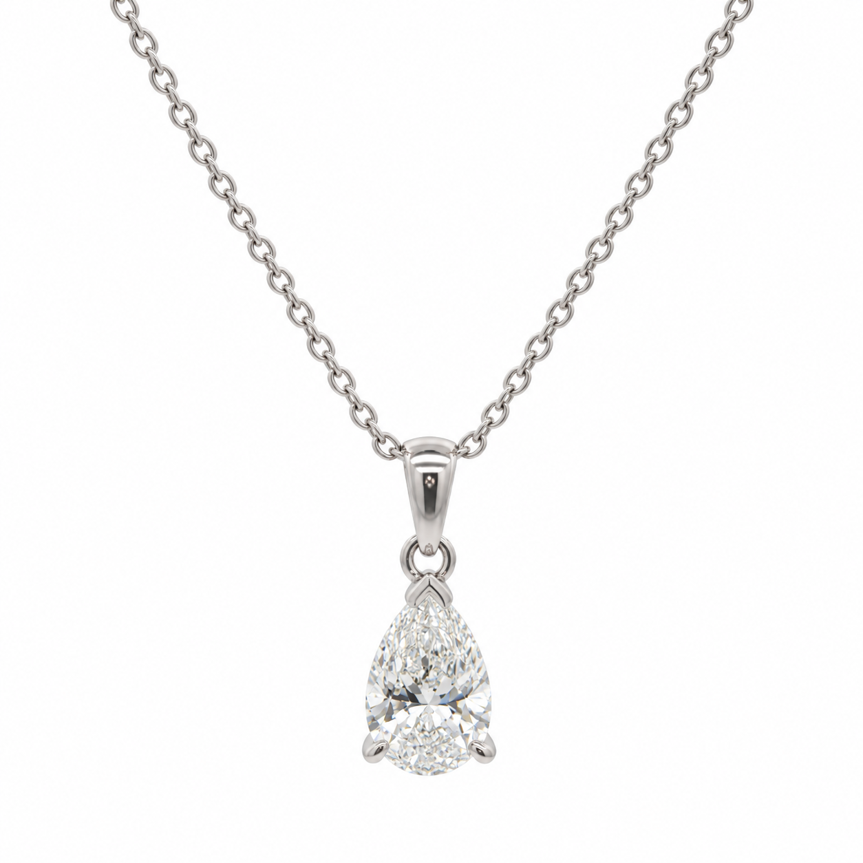 9ct White Gold 0.80ct Pear Cut Lab Grown Diamond Necklace