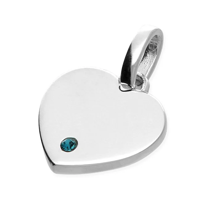 Sterling Silver December Birthstone Heart Pendant