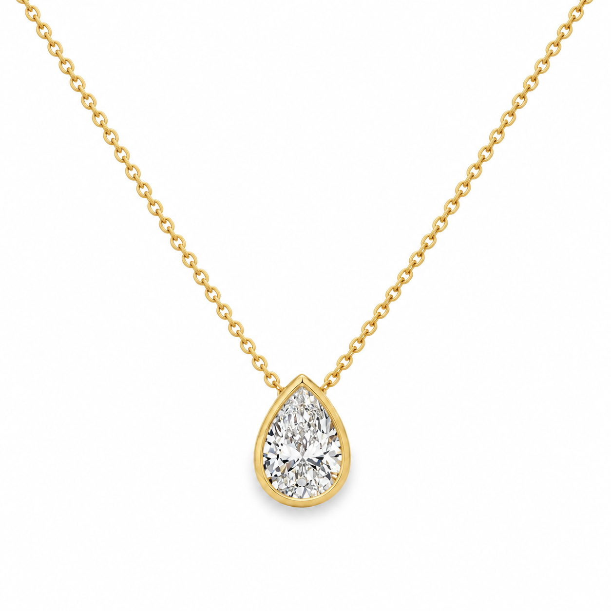 9ct Yellow Gold 0.70ct Pear Cut Lab Grown Diamond Necklace