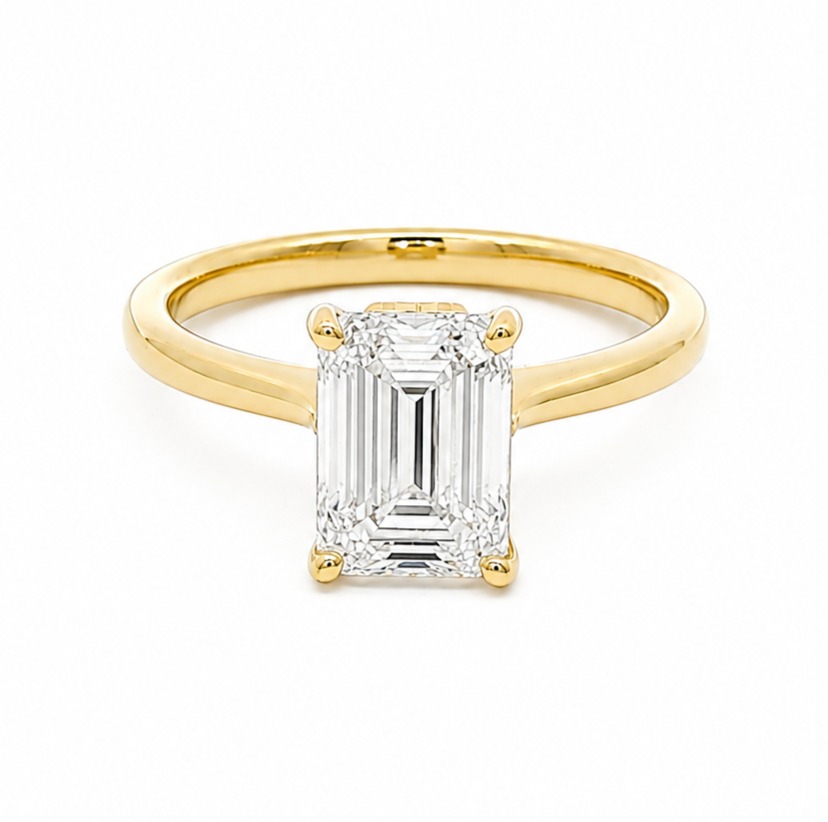 18ct Yellow Gold 2.04ct Emerald Cut Lab Grown Diamond Ring