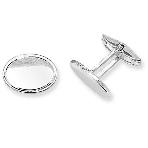 Sterling Silver Outlined Oval Cufflinks with Swivel